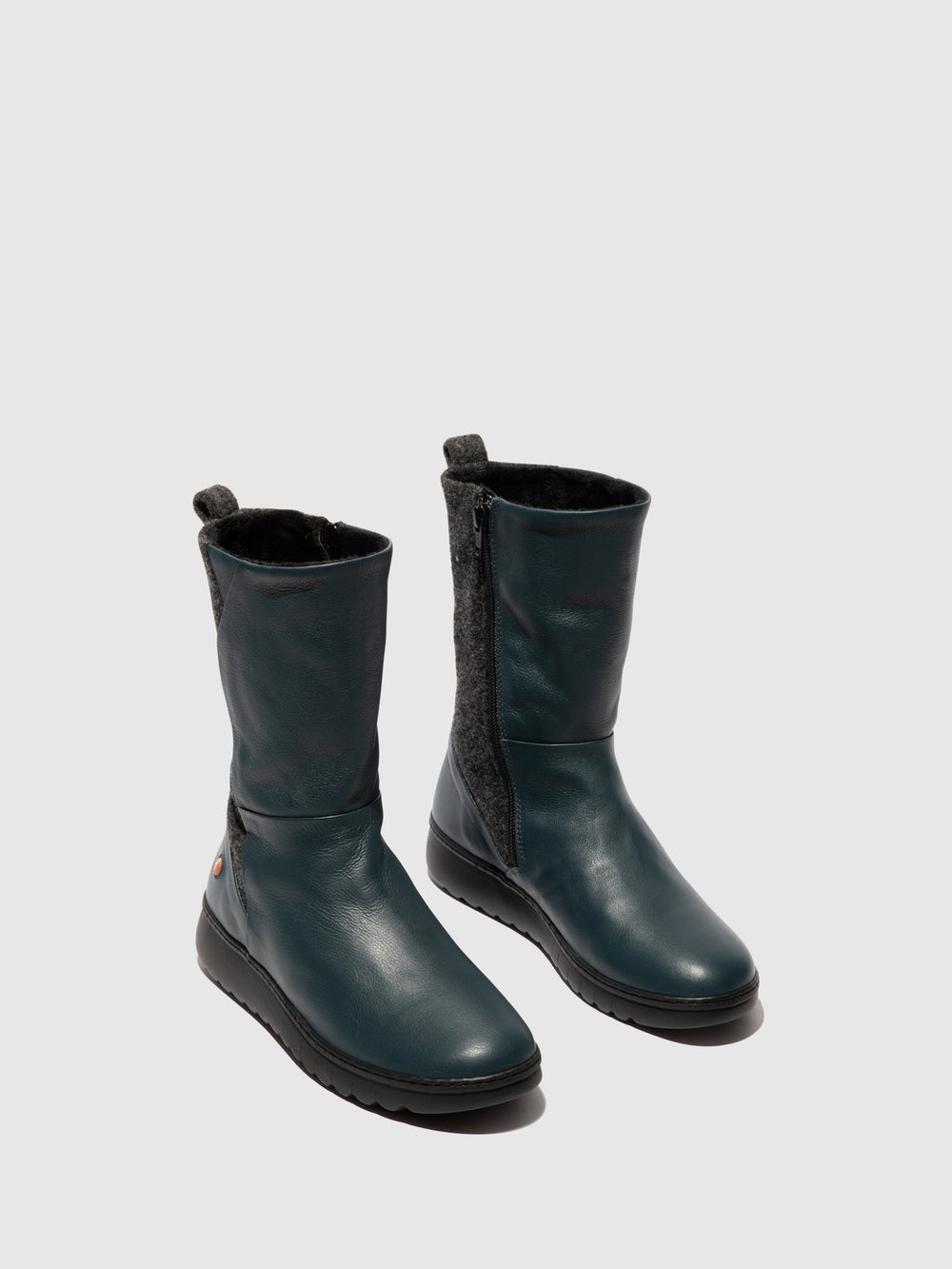 Zip Up Boots EZRA649SOF DENIM W/GREY FELT