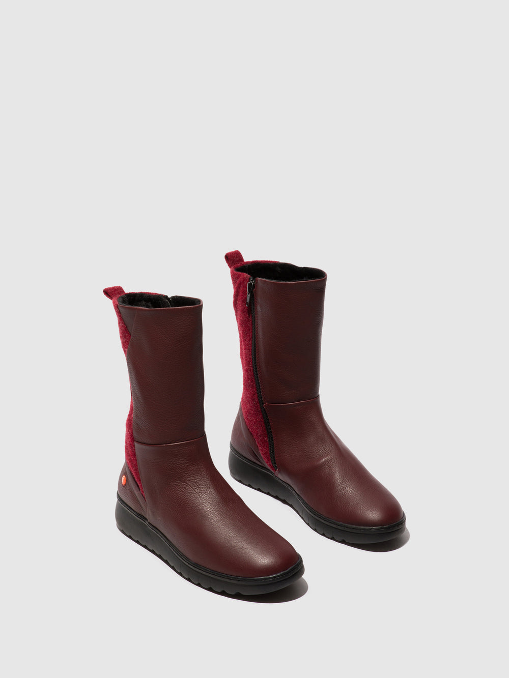 Zip Up Boots EZRA649SOF DK. RED W/BORDEAUX FELT