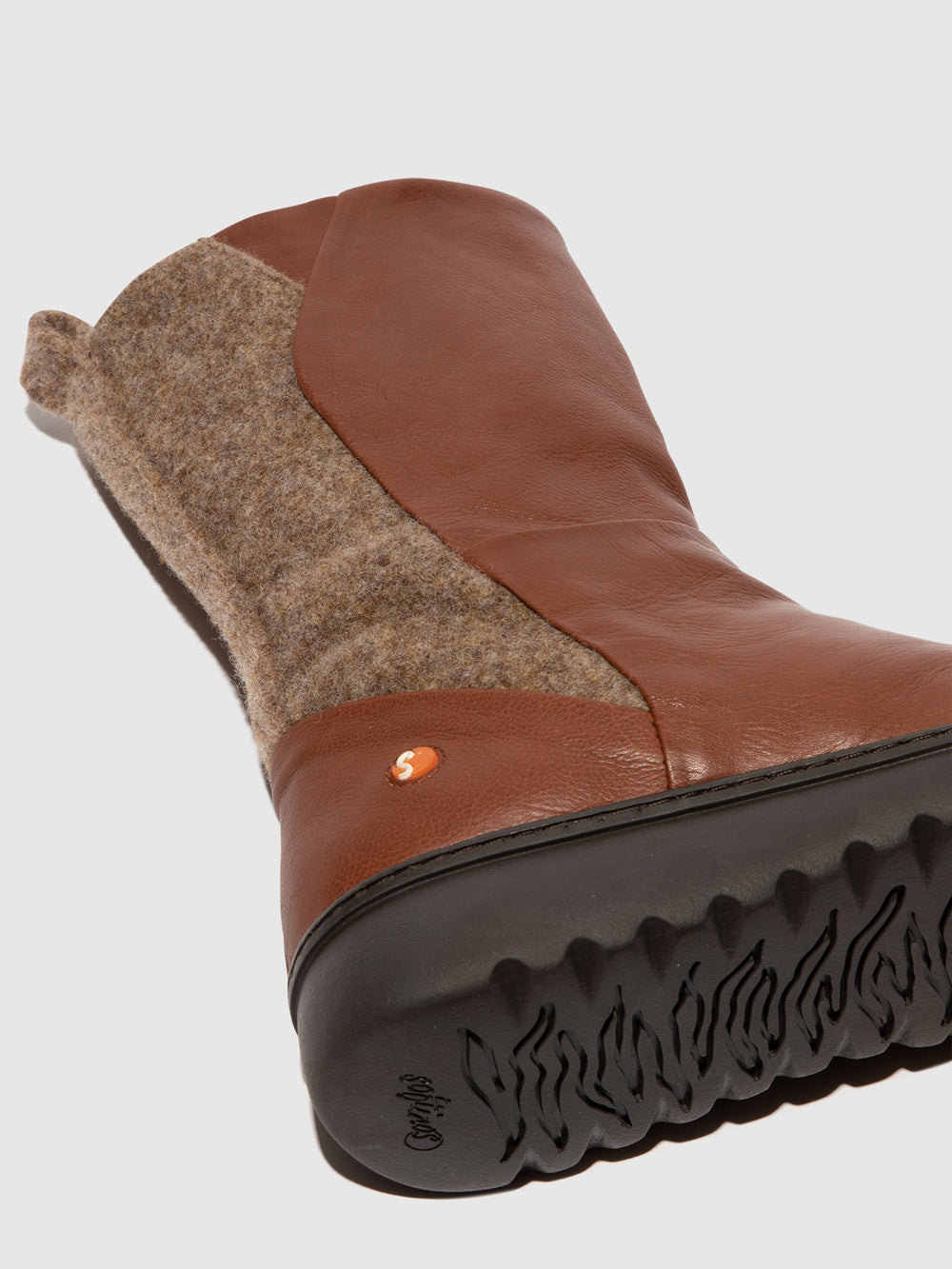 Zip Up Boots EZRA649SOF COGNAC W/TAUPE FELT