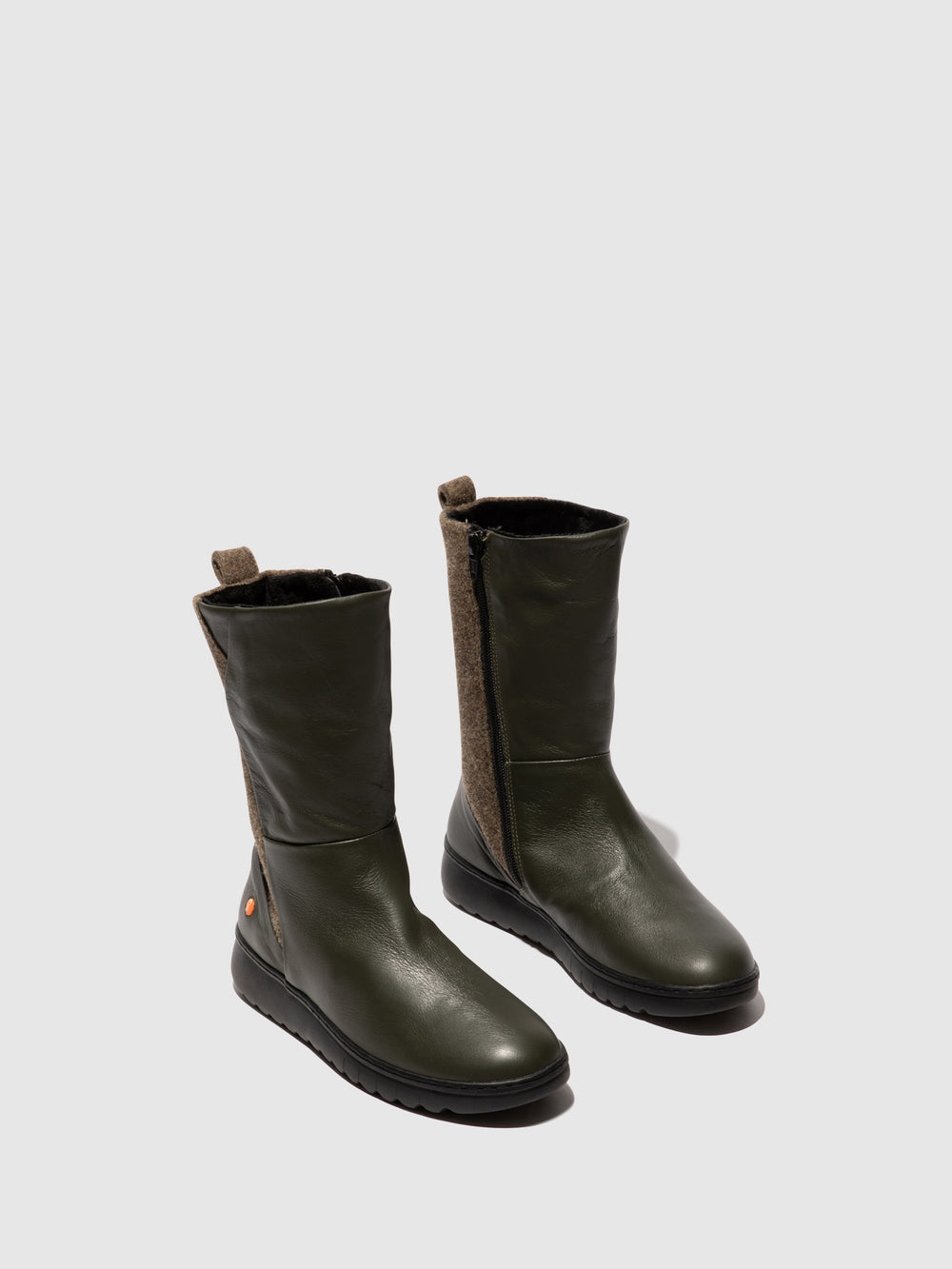 Zip Up Boots EZRA649SOF MILITARY W/GROUND FELT