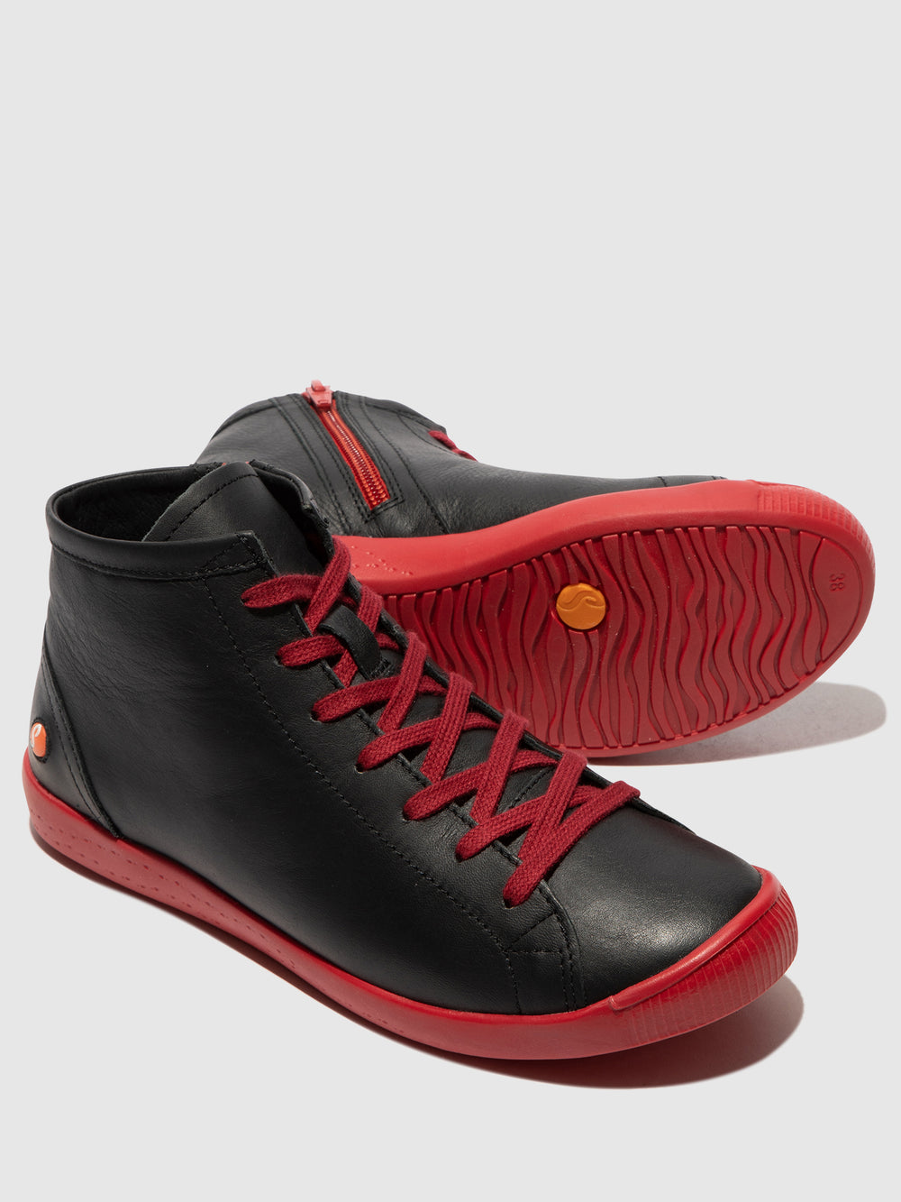 Lace-up Ankle Boots IBBI653SOF BLACK W/ RED SOLE