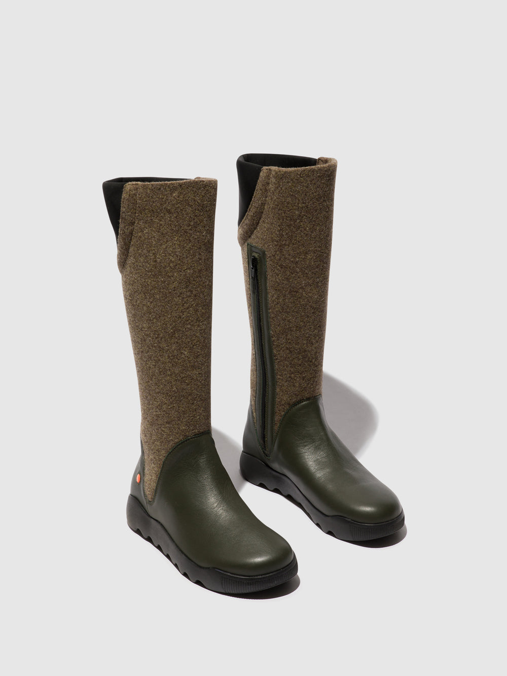 Zip Up Boots WEIL726SOF MILITARY W/DK.TAUPE FELT