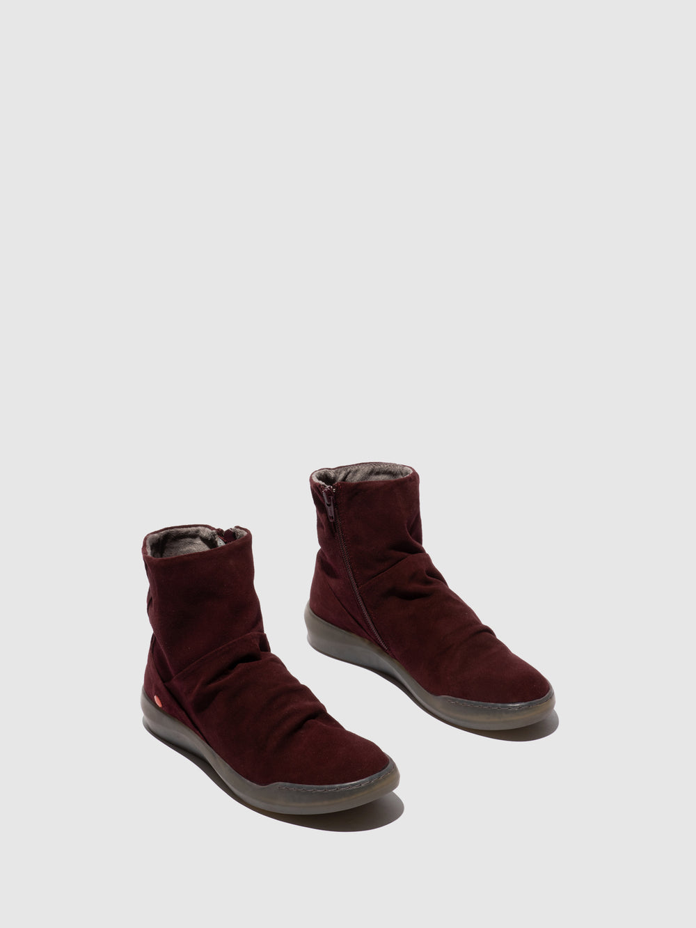 Zip Up Ankle Boots BLER550SOF WINE W/MOHAIR LINING - Softinos