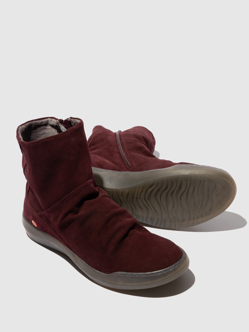 Zip Up Ankle Boots BLER550SOF WINE W/MOHAIR LINING - Softinos