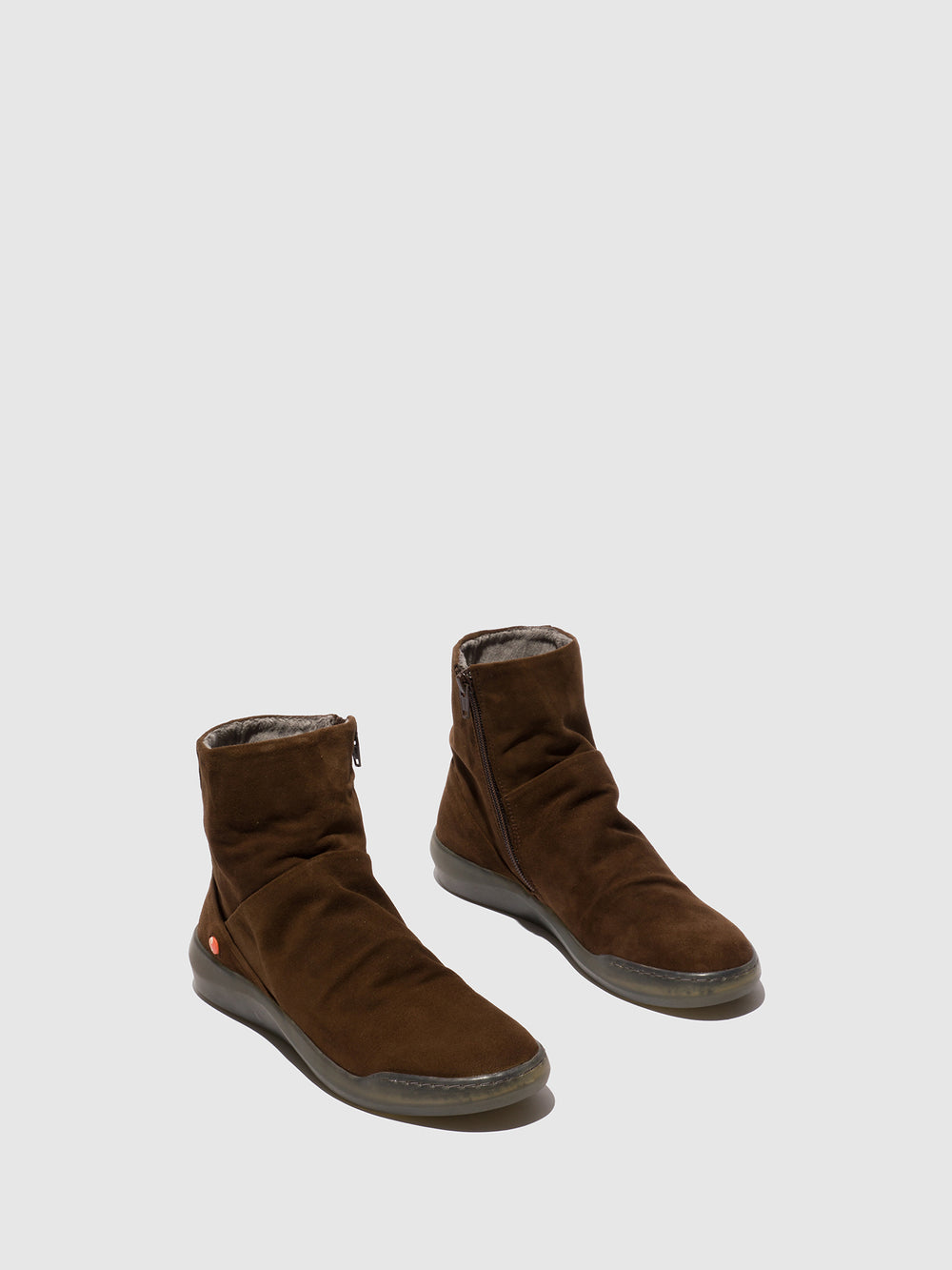 Zip Up Ankle Boots BLER550SOF DARK BROWN - Softinos