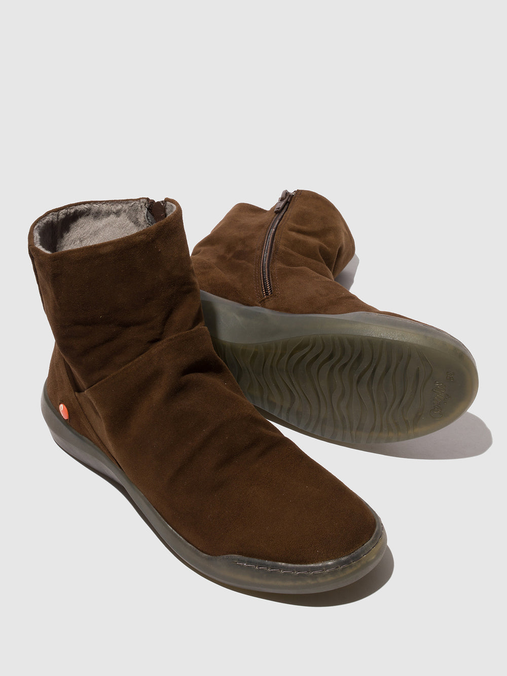 Zip Up Ankle Boots BLER550SOF DARK BROWN - Softinos