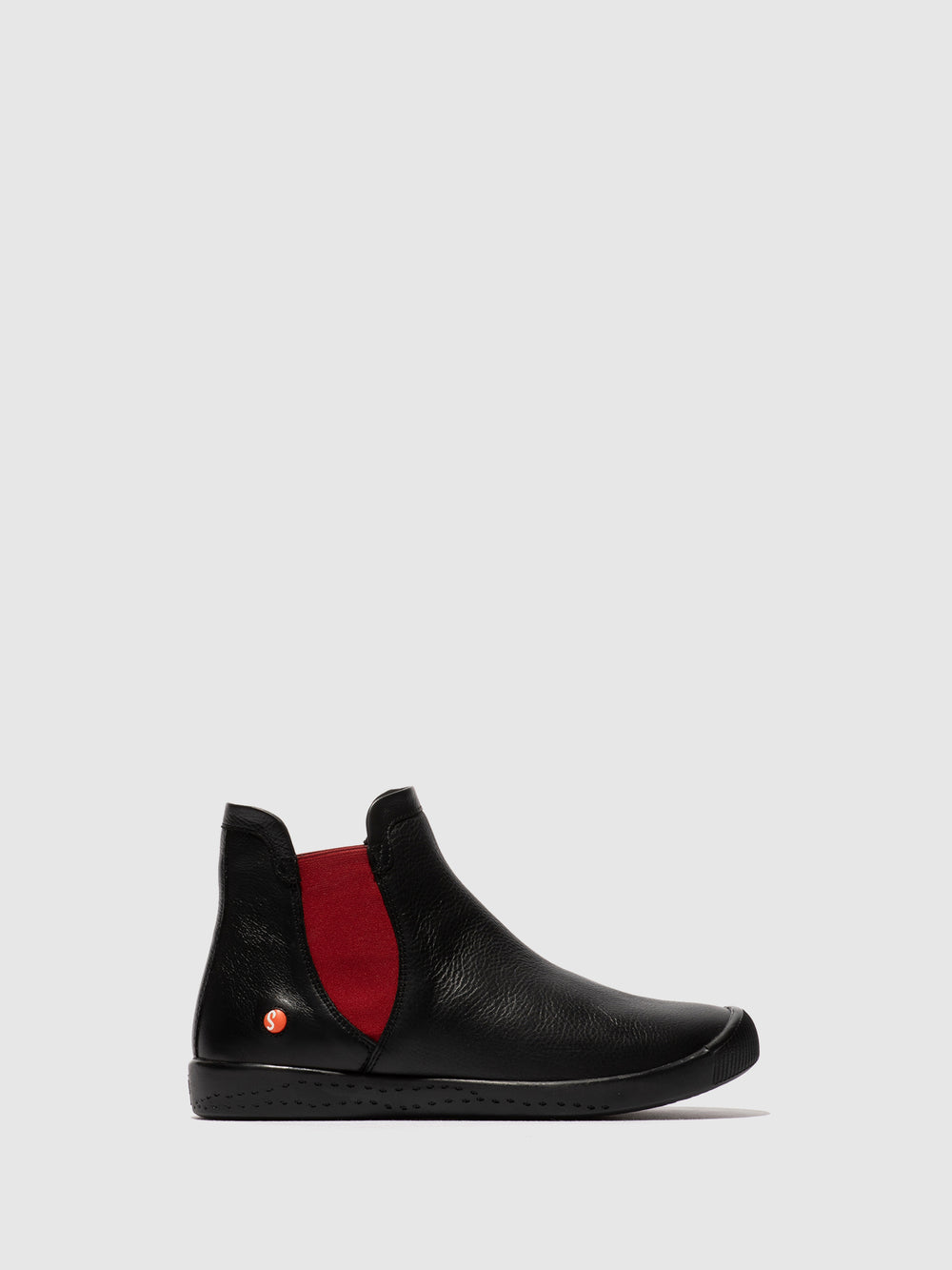 Chelsea Ankle Boots ITZI650SOF BLACK W/RED ELASTIC & BLACK SOLE