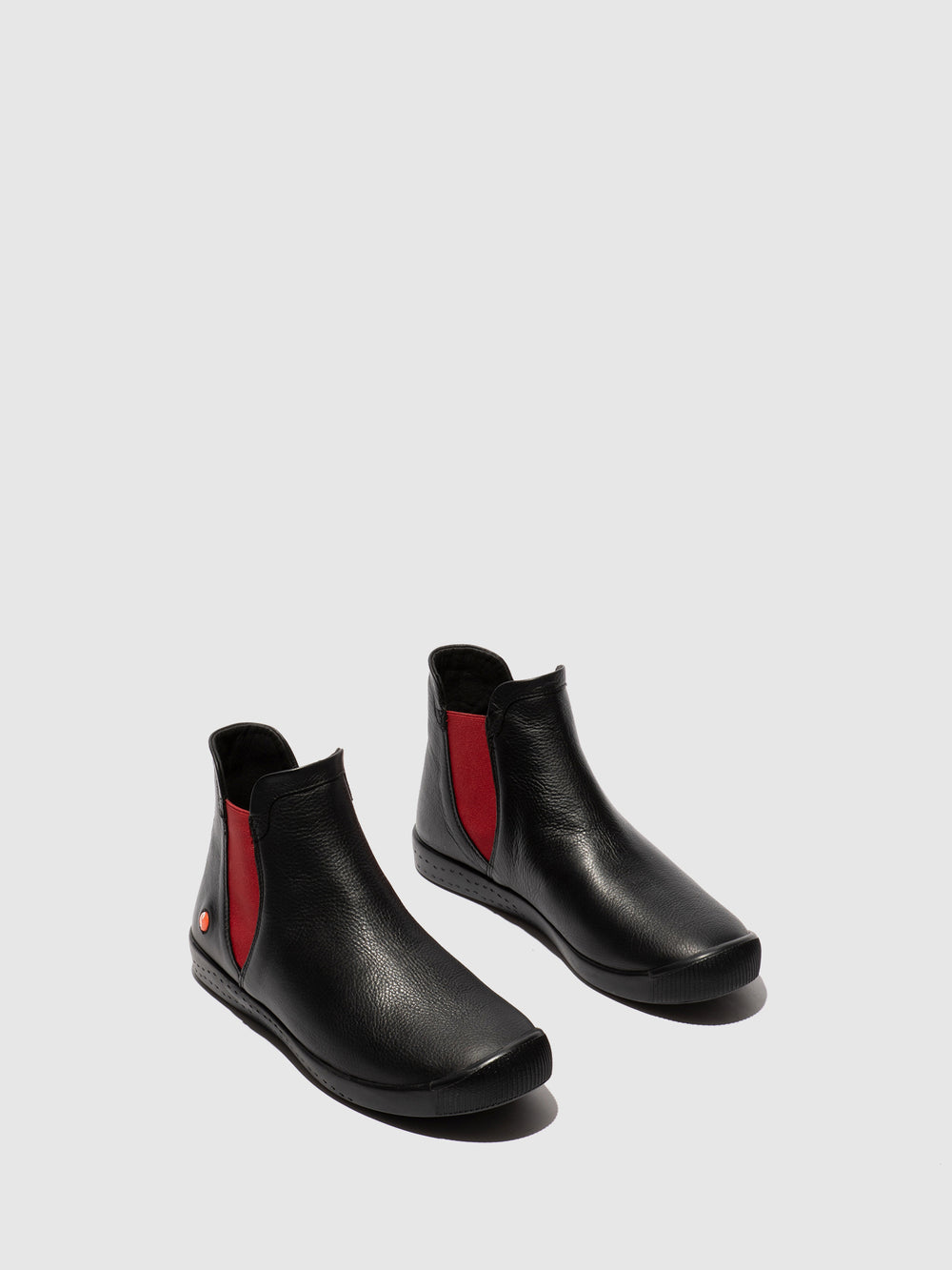Chelsea Ankle Boots ITZI650SOF BLACK W/RED ELASTIC & BLACK SOLE