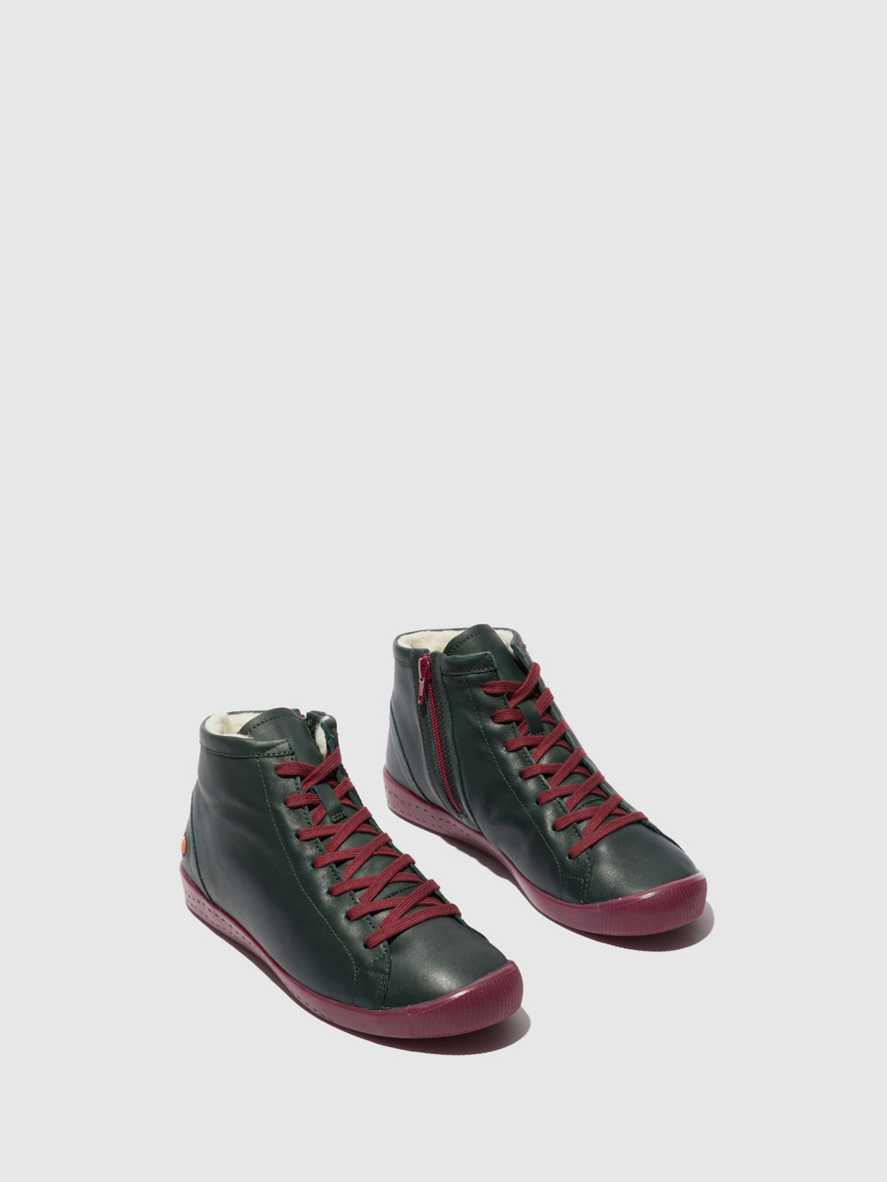 Lace-up Ankle Boots IBBI653SOF FOREST GREEN W/ DK.RED SOLE W/WOOL LINING