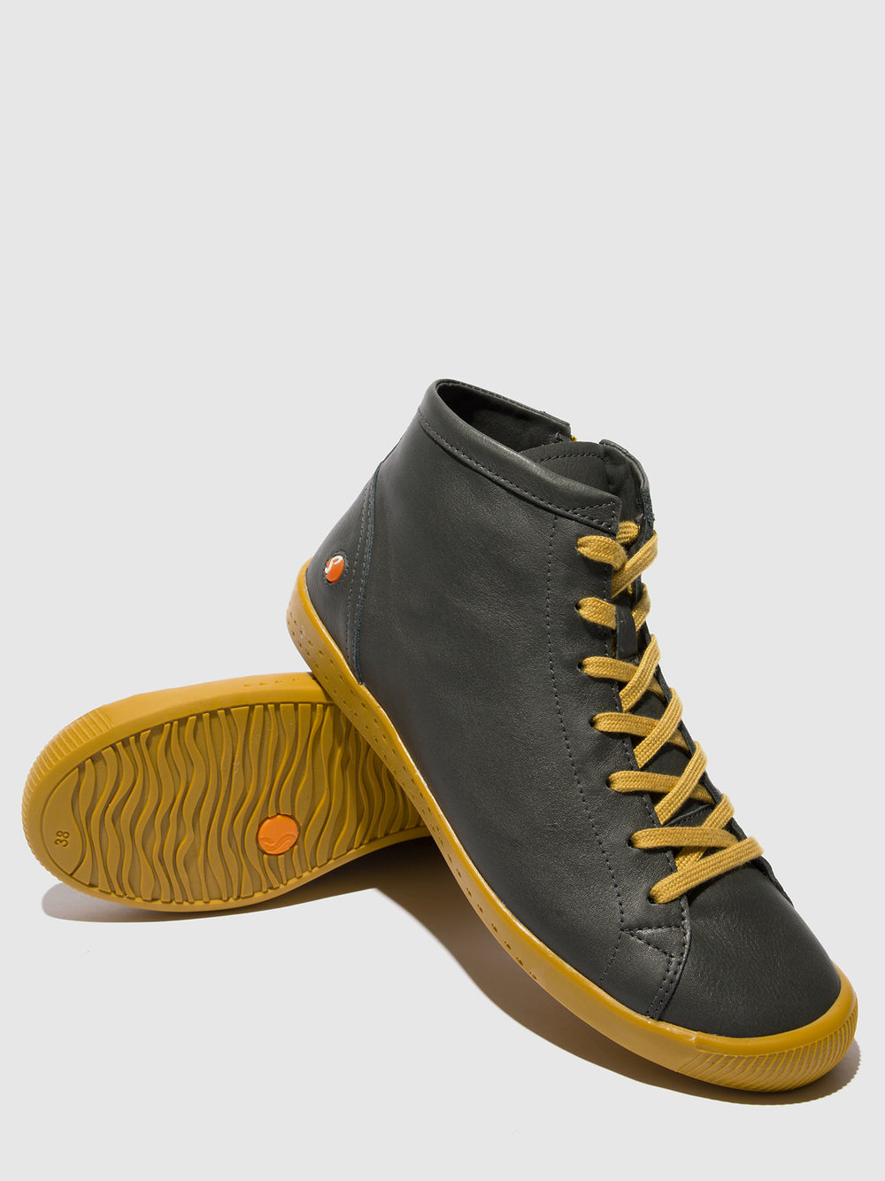 Lace-up Ankle Boots IBBI653SOF GREY W/ MUSTARD SOLE