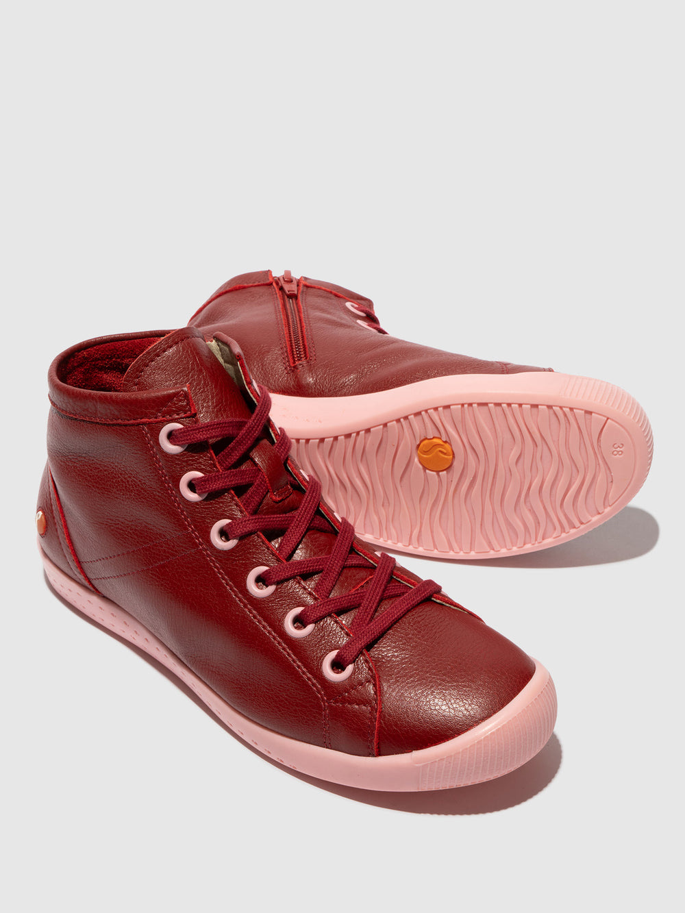 Lace-up Ankle Boots ISLEENIII747 RED W/PINK SOLE