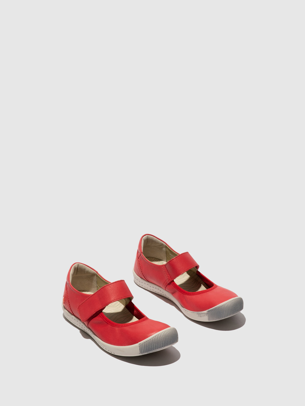 Velcro Ballerinas IGLA785SOF RED LEATHER - Softinos