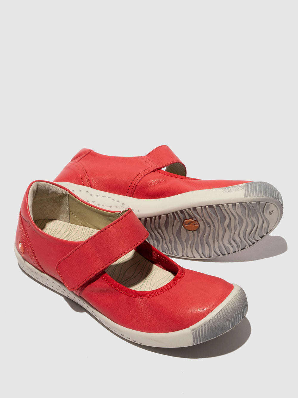Velcro Ballerinas IGLA785SOF RED LEATHER - Softinos