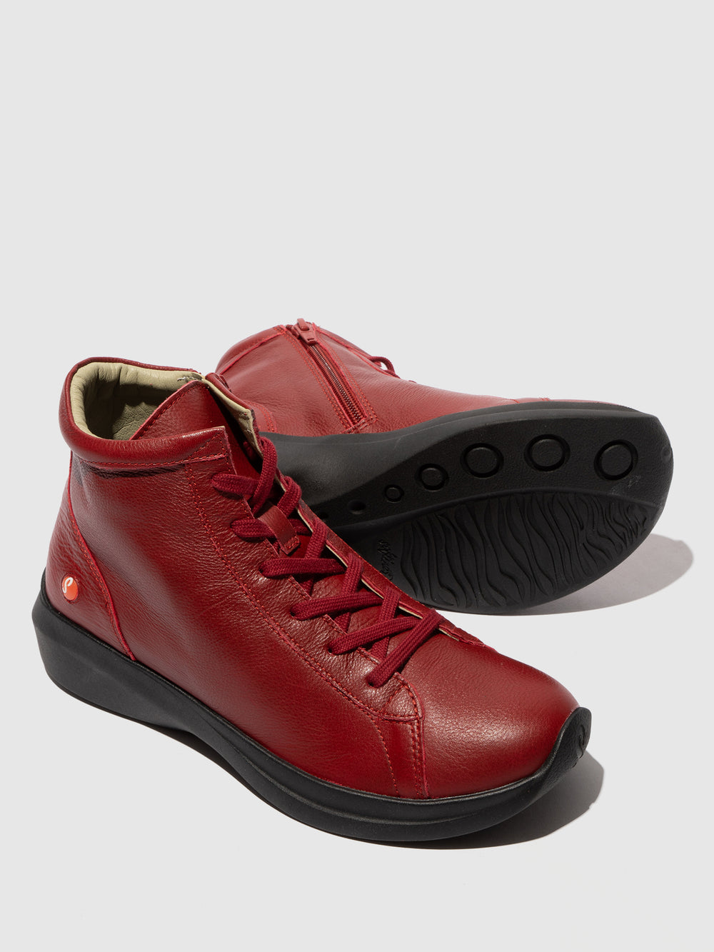 Zip Up Ankle Boots GOLB797SOF RED