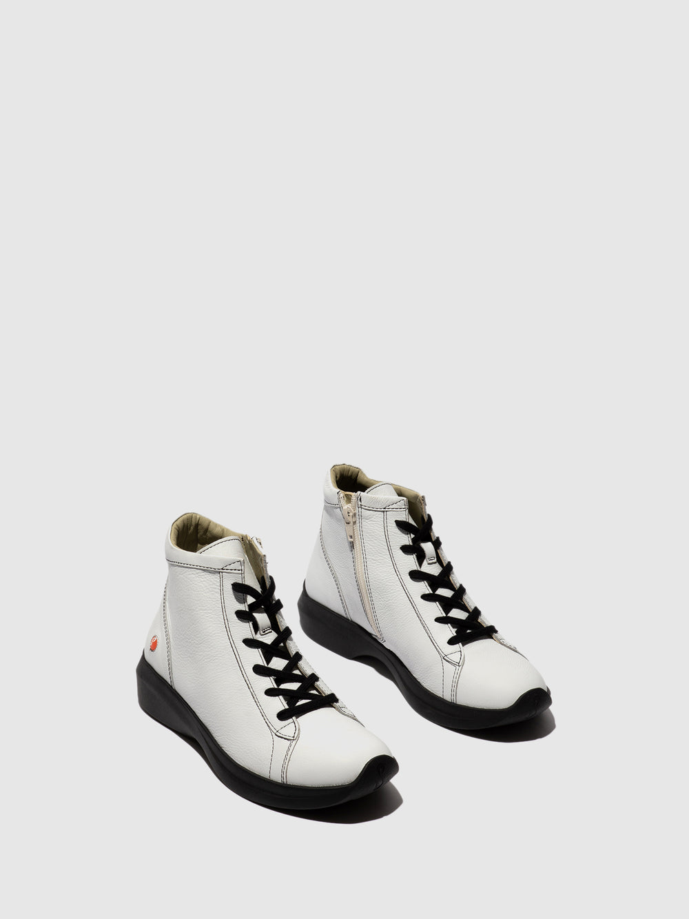 Zip Up Ankle Boots GOLB797SOF WHITE