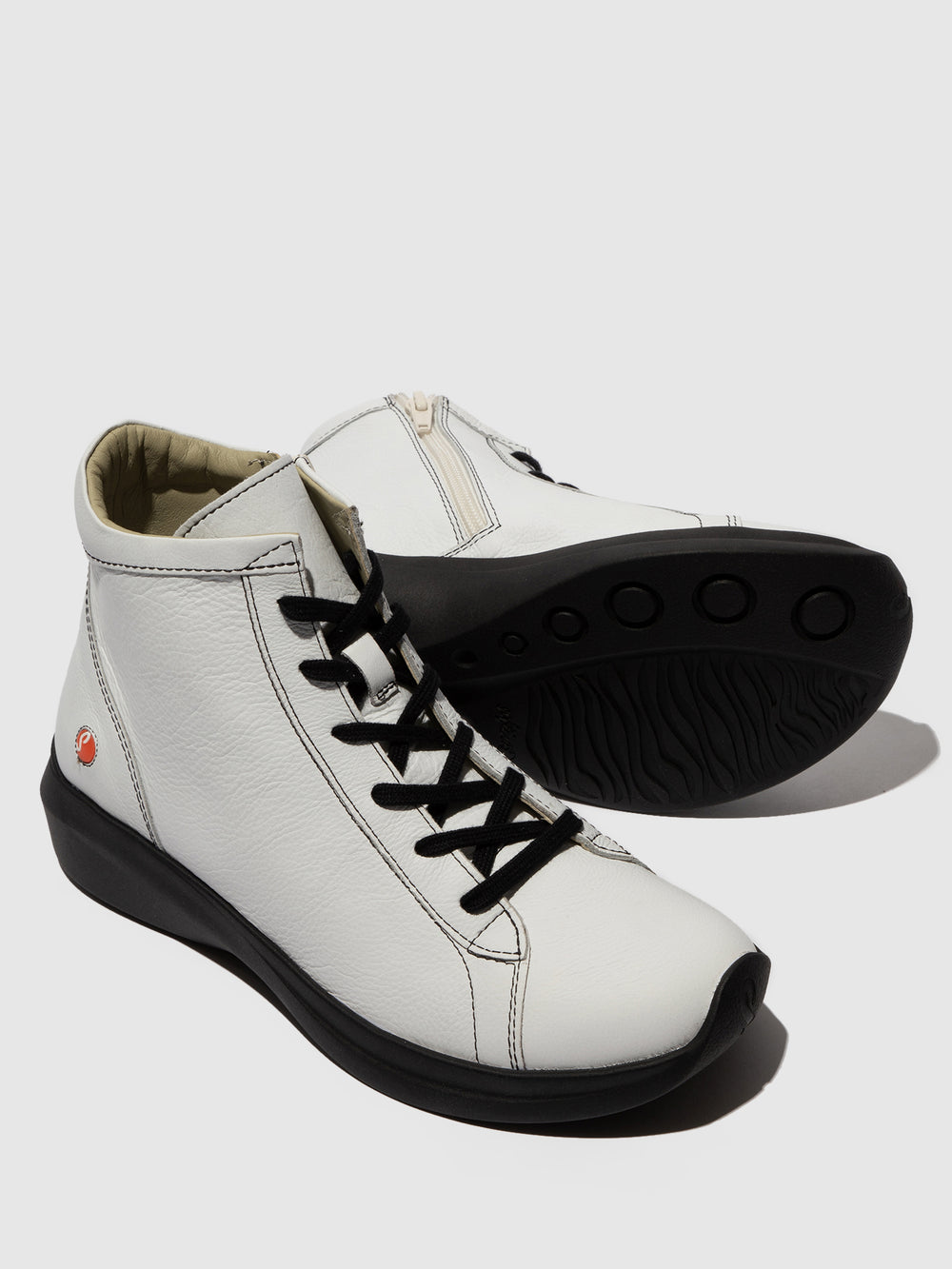 Zip Up Ankle Boots GOLB797SOF WHITE