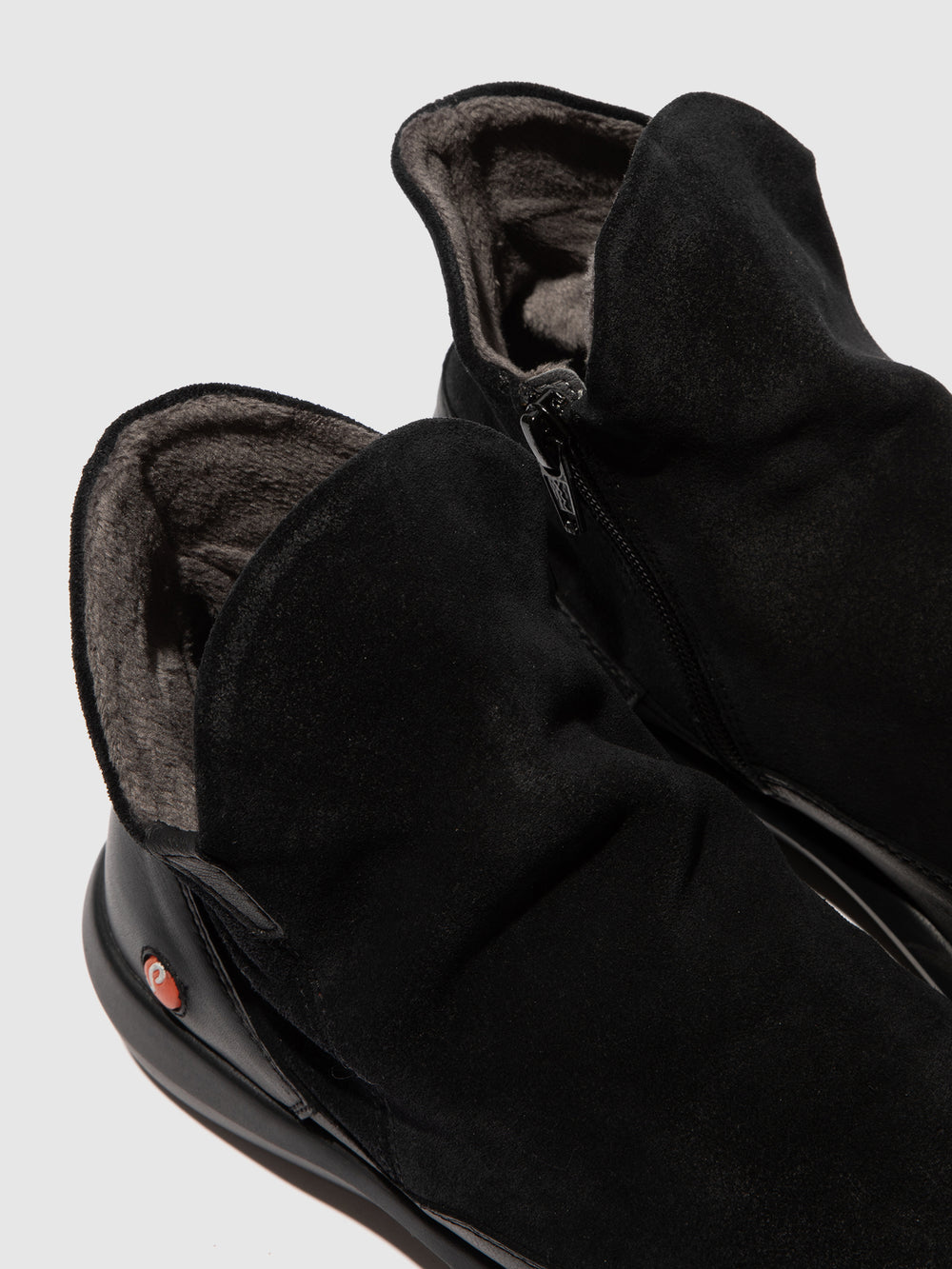 Zip Up Ankle Boots BUDY805SOF SMOOTH & SUEDE BLACK