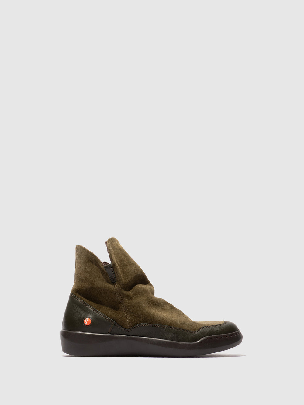 Zip Up Ankle Boots BUDY805SOF MILITARY/DK. BROWN