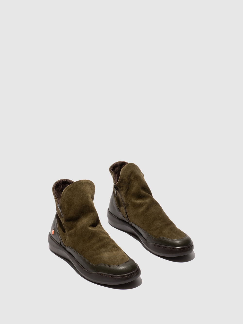 Zip Up Ankle Boots BUDY805SOF MILITARY/DK. BROWN