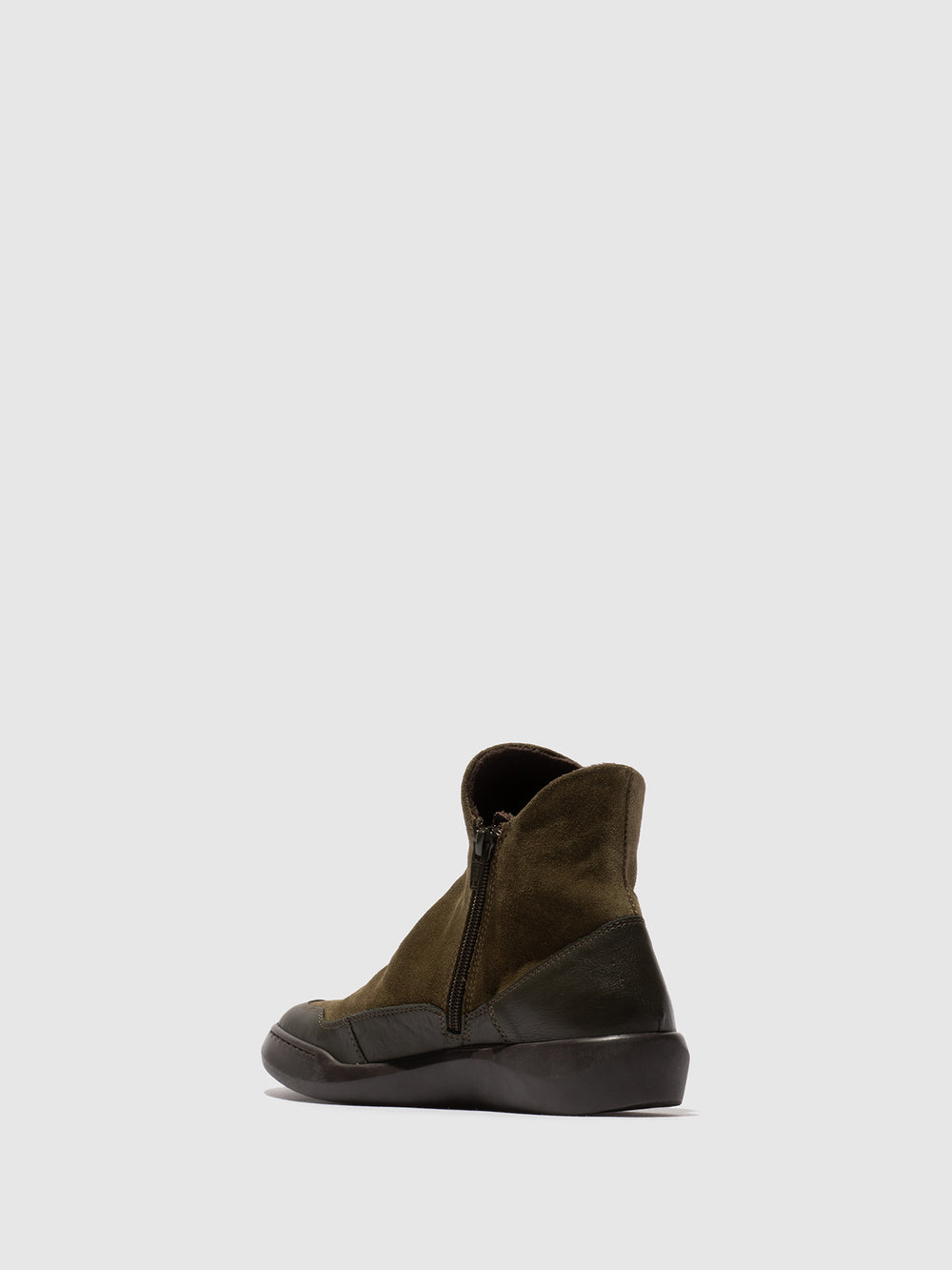 Zip Up Ankle Boots BUDY805SOF MILITARY/DK. BROWN