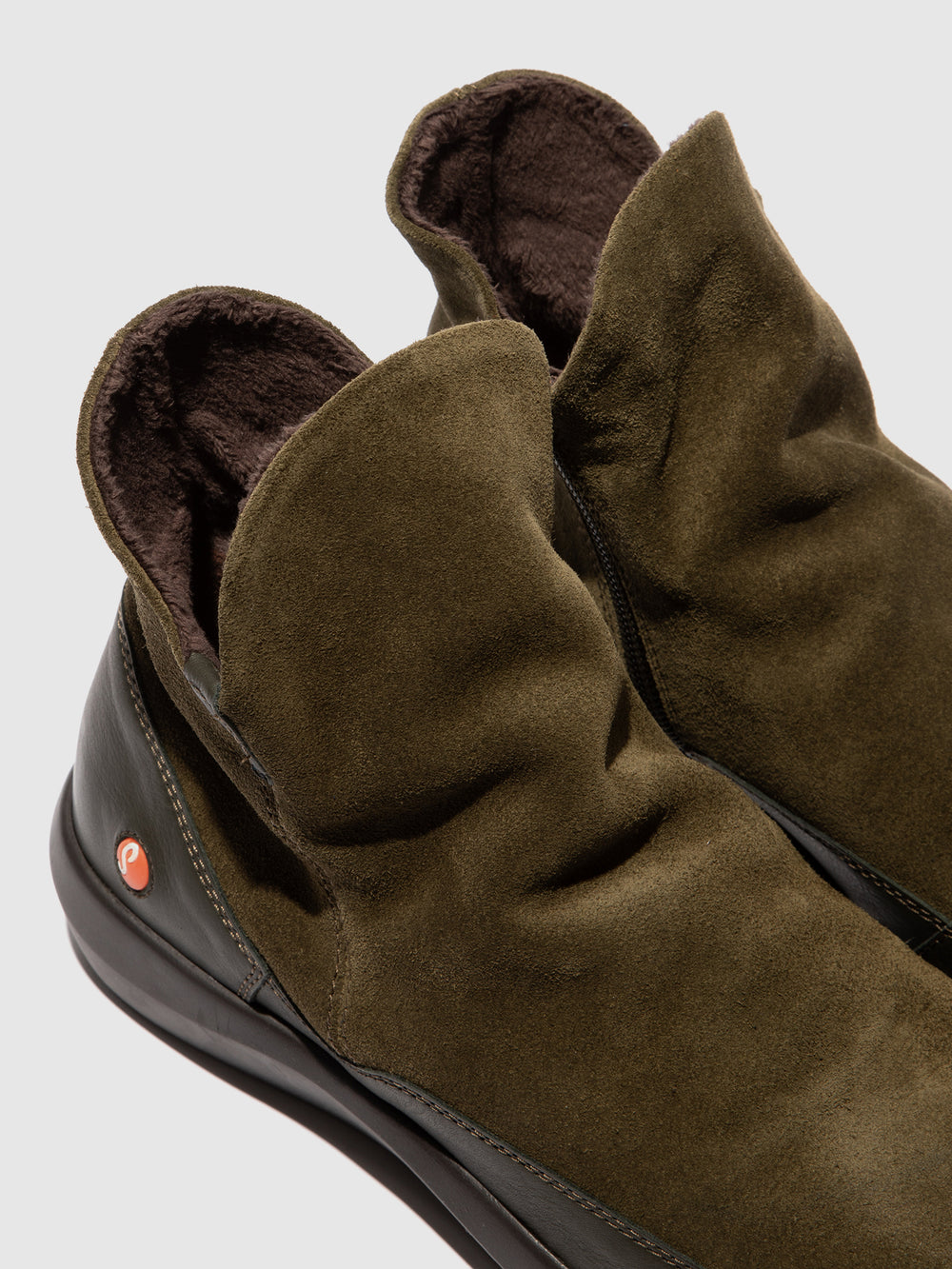 Zip Up Ankle Boots BUDY805SOF MILITARY/DK. BROWN