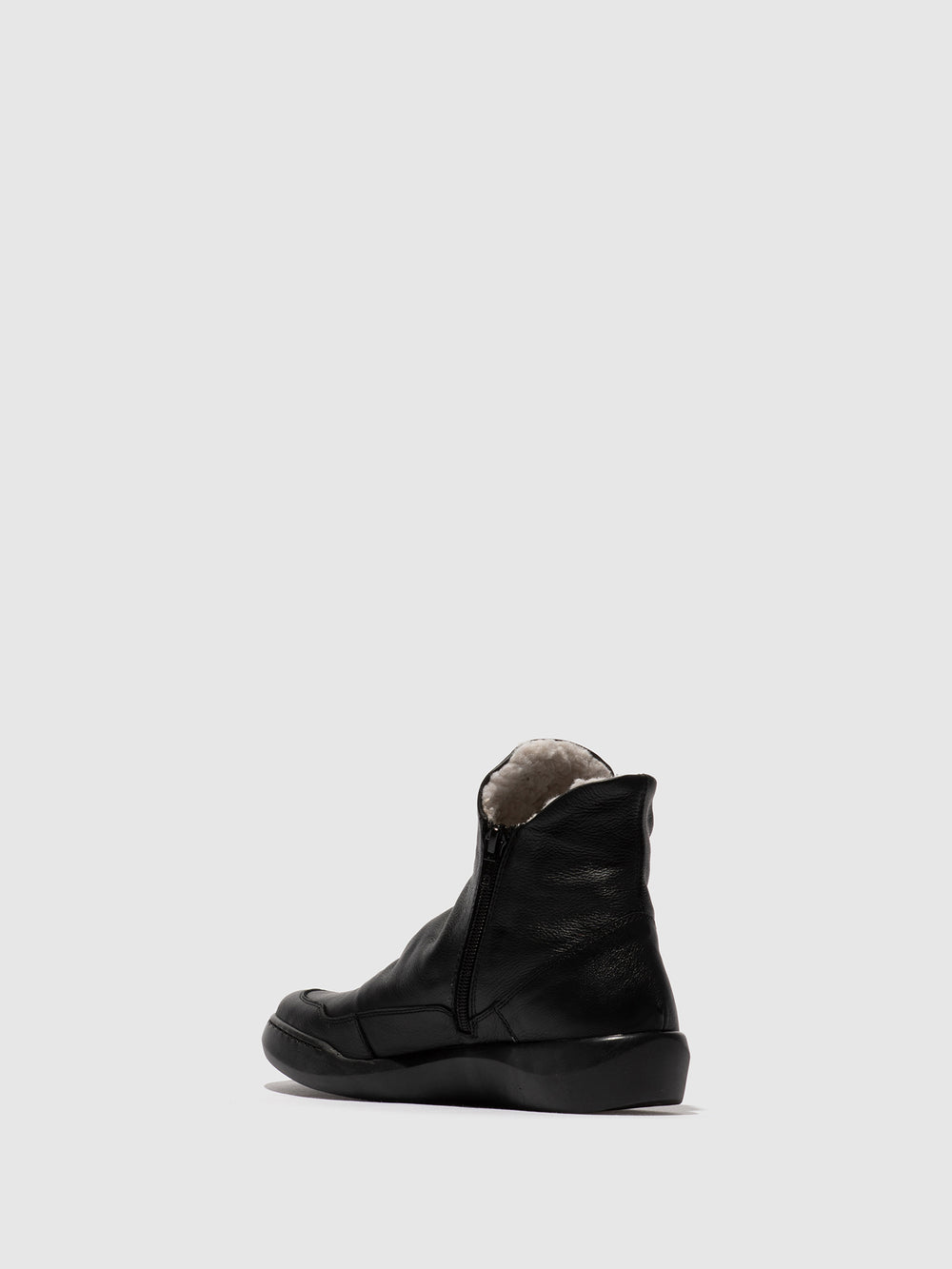 Zip Up Ankle Boots BUDY805SOF BLACK W/WOOL LINING