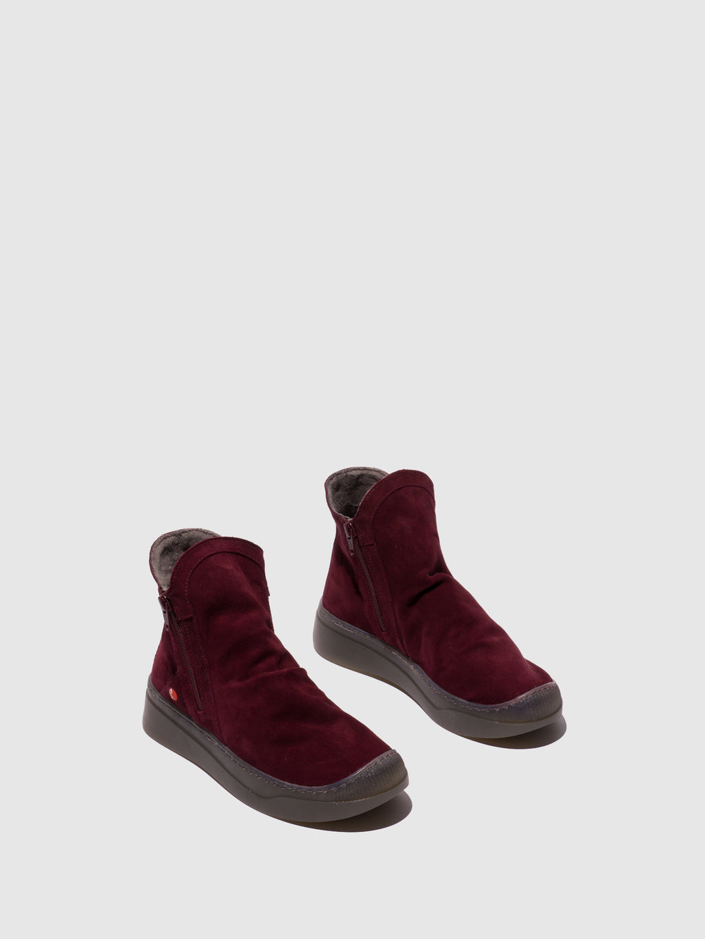 Zip Up Ankle Boots ABIL807SOF WINE W/MOHAIR LINING - Softinos