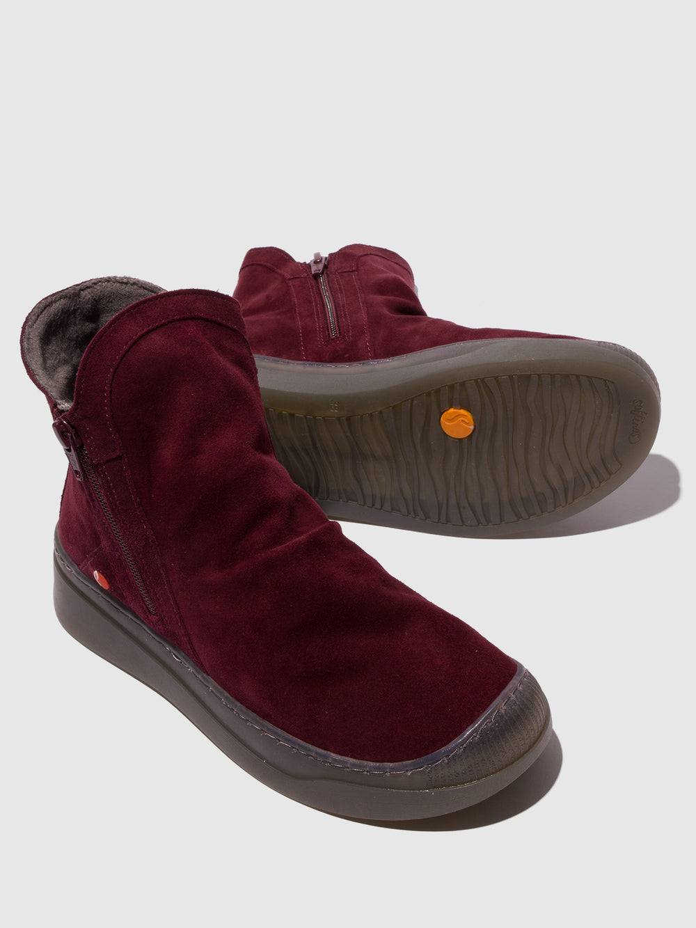 Zip Up Ankle Boots ABIL807SOF WINE W/MOHAIR LINING - Softinos