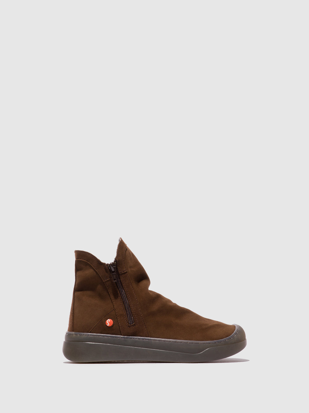 Zip Up Ankle Boots ABIL807SOF DARK BROWN W/MOHAIR LINING - Softinos