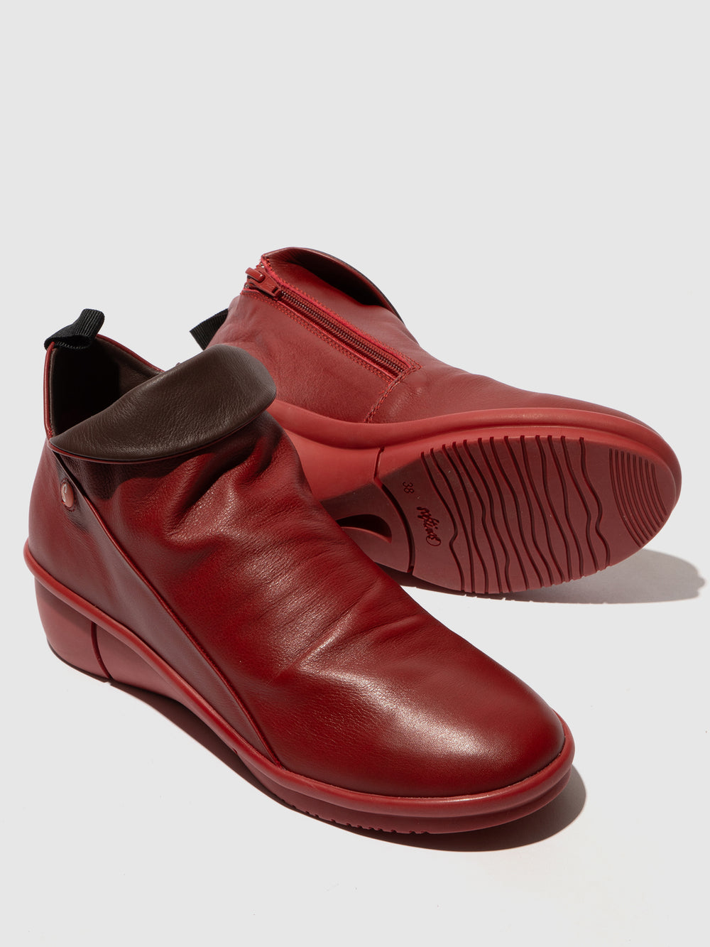 Zip Up Ankle Boots RARA808SOF RED