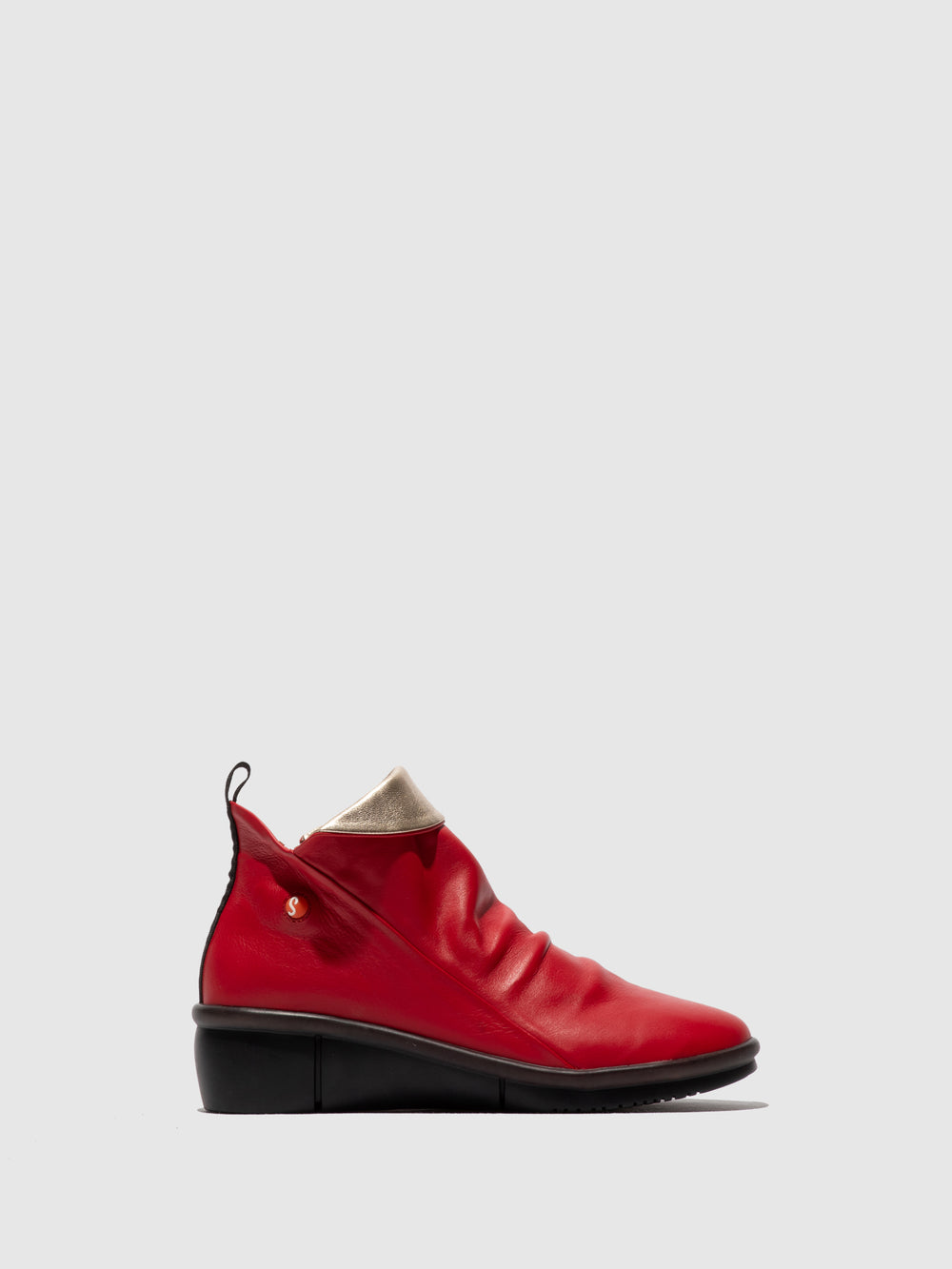 Zip Up Ankle Boots RARA808SOF CHERRY RED - Softinos