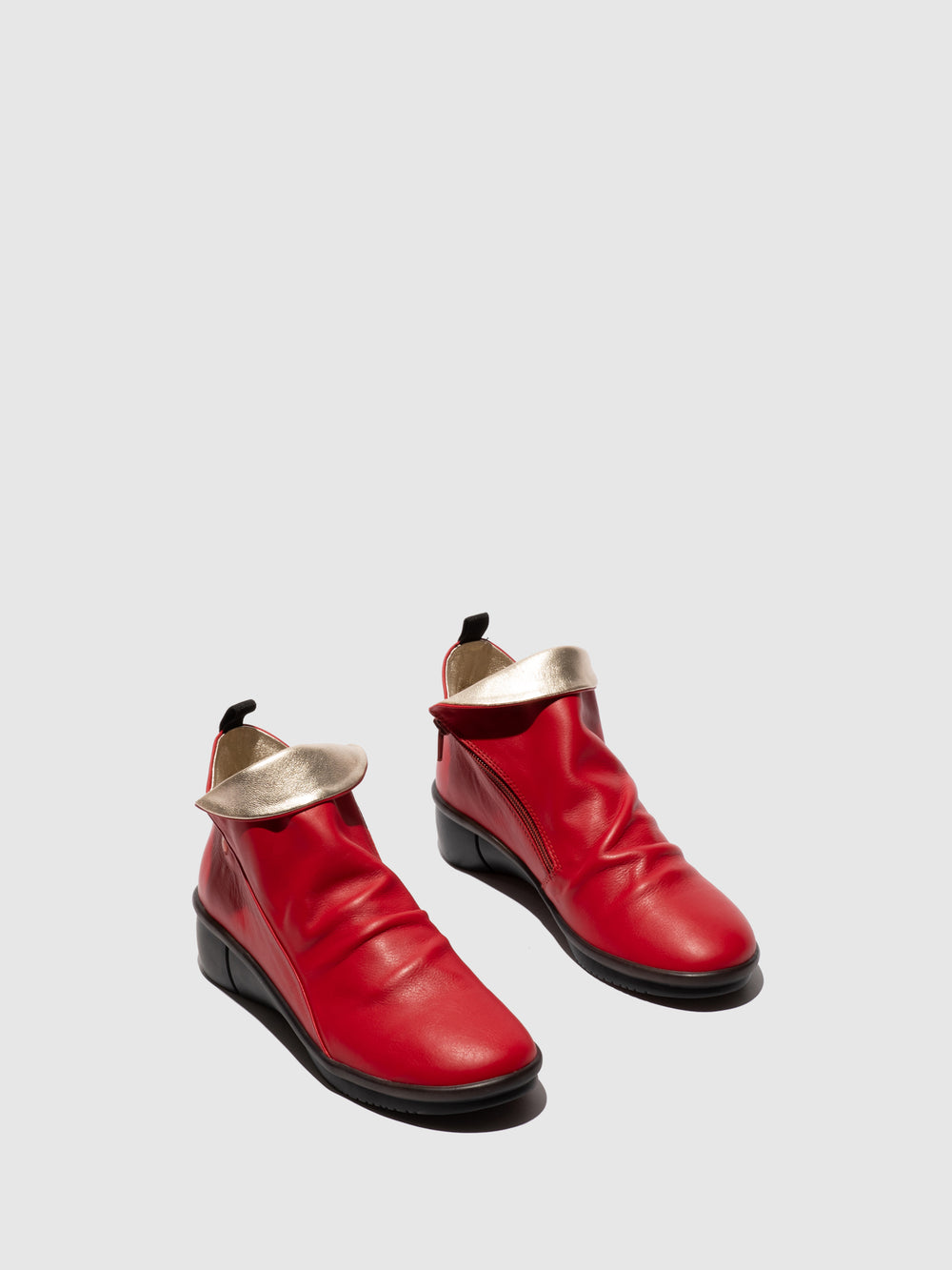 Zip Up Ankle Boots RARA808SOF CHERRY RED - Softinos