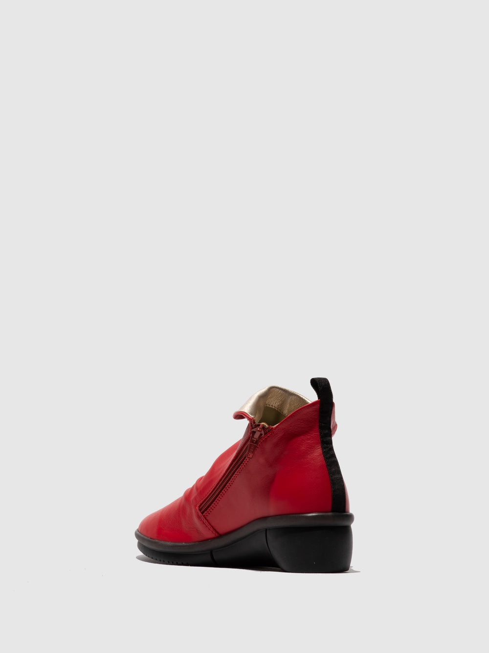 Zip Up Ankle Boots RARA808SOF CHERRY RED - Softinos