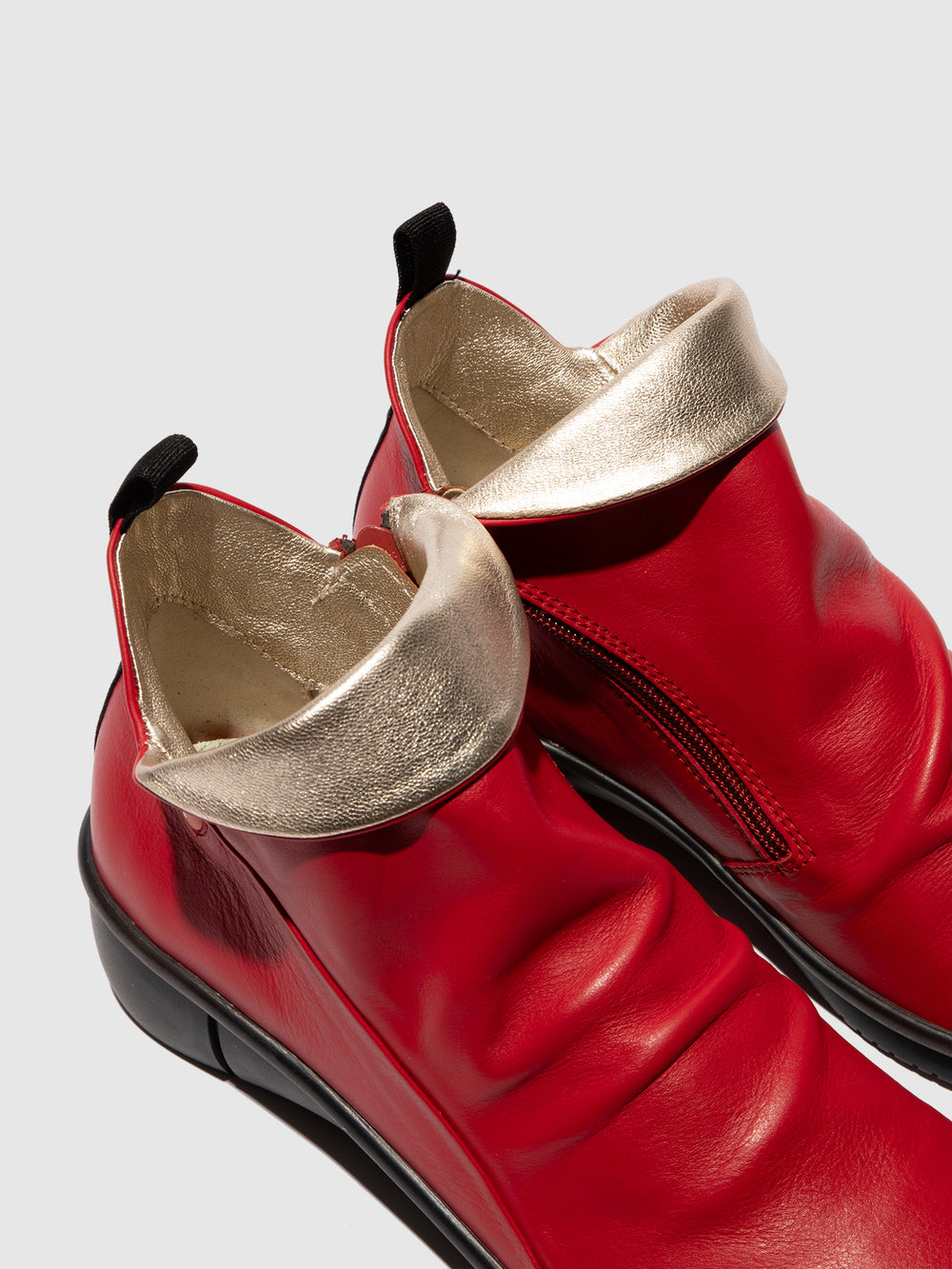 Zip Up Ankle Boots RARA808SOF CHERRY RED - Softinos