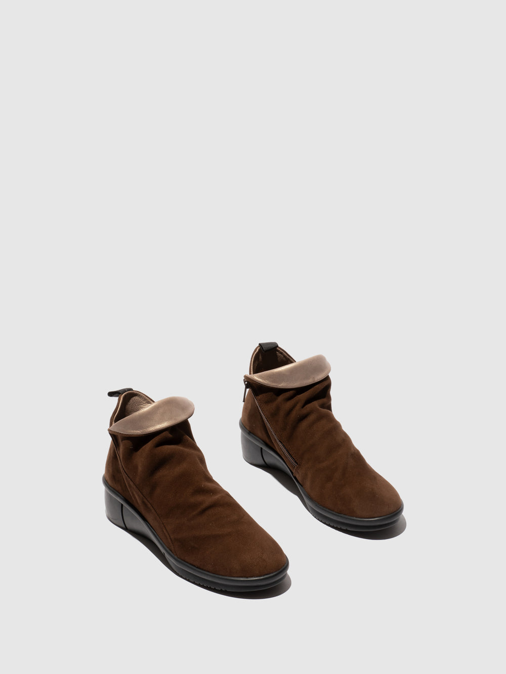 Zip Up Ankle Boots RARA808SOF DARK BROWN - Softinos