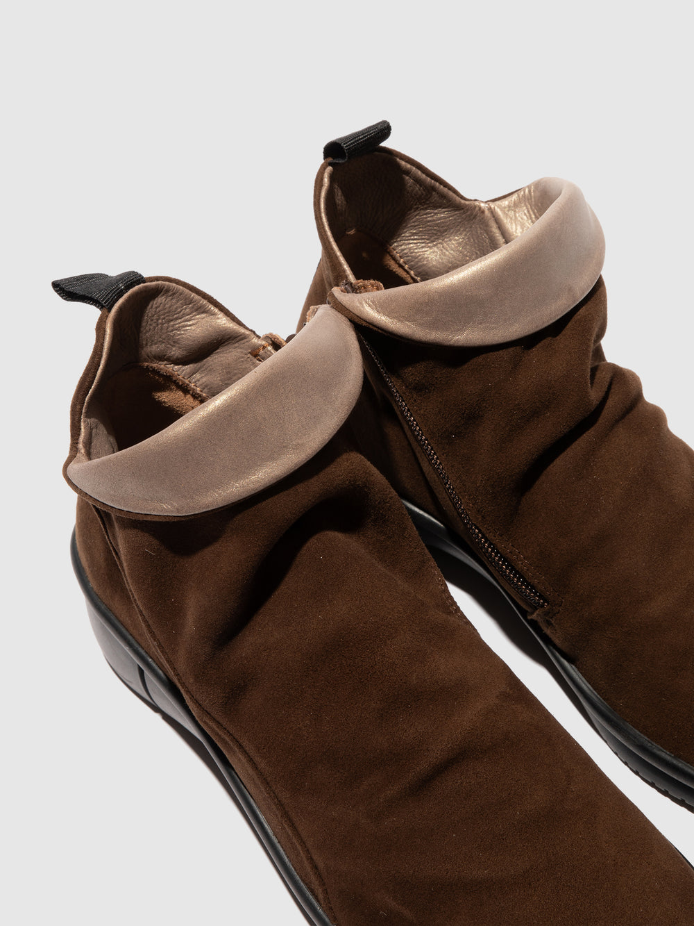 Zip Up Ankle Boots RARA808SOF DARK BROWN - Softinos