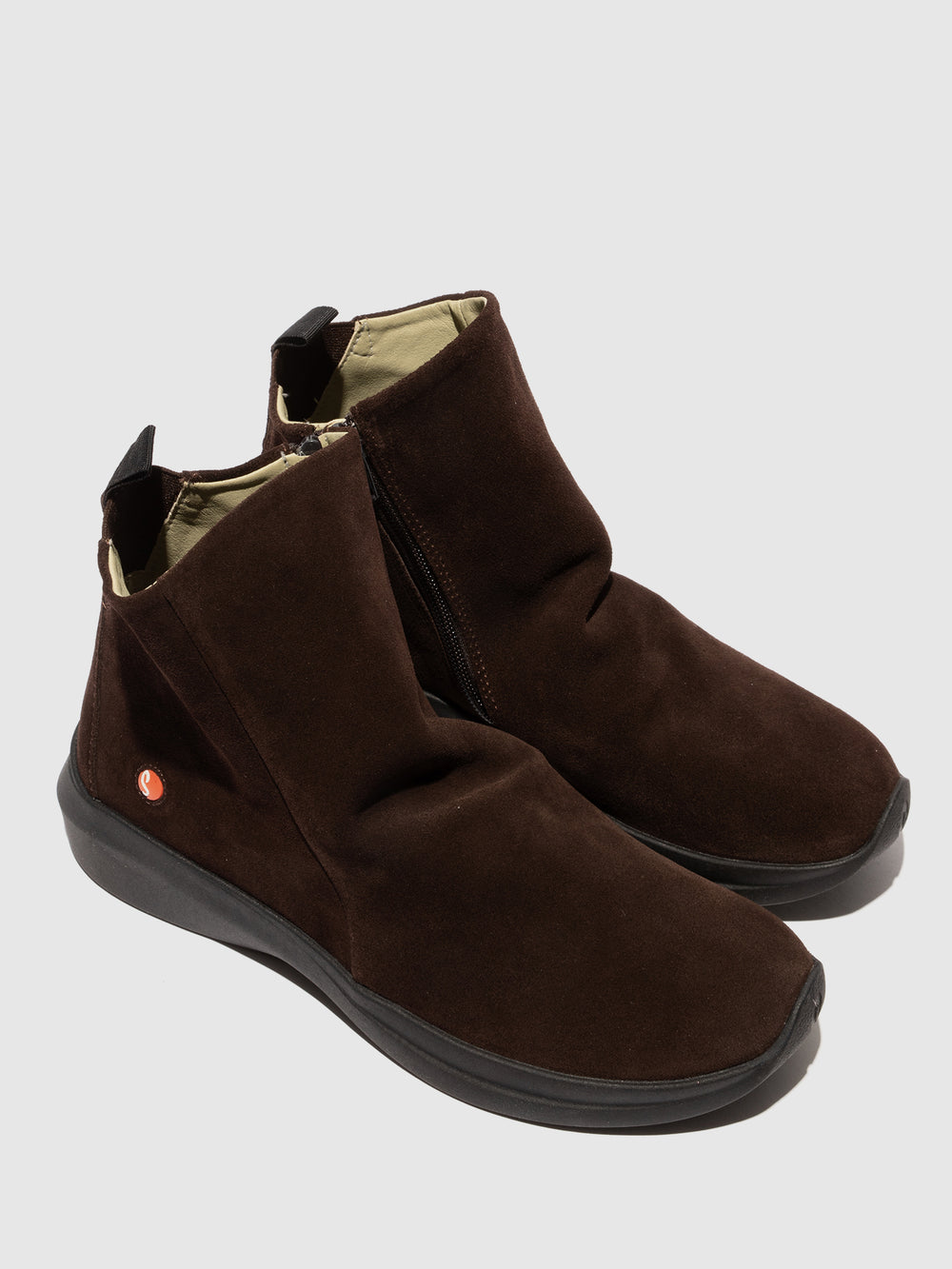 Zip Up Ankle Boots GUJY812SOF DK. BROWN