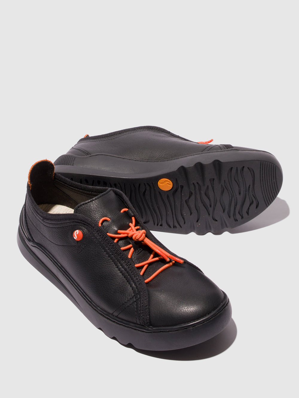 Lace-up Trainers LOES820SOF BLACK W/ORANGE PULLER - Softinos