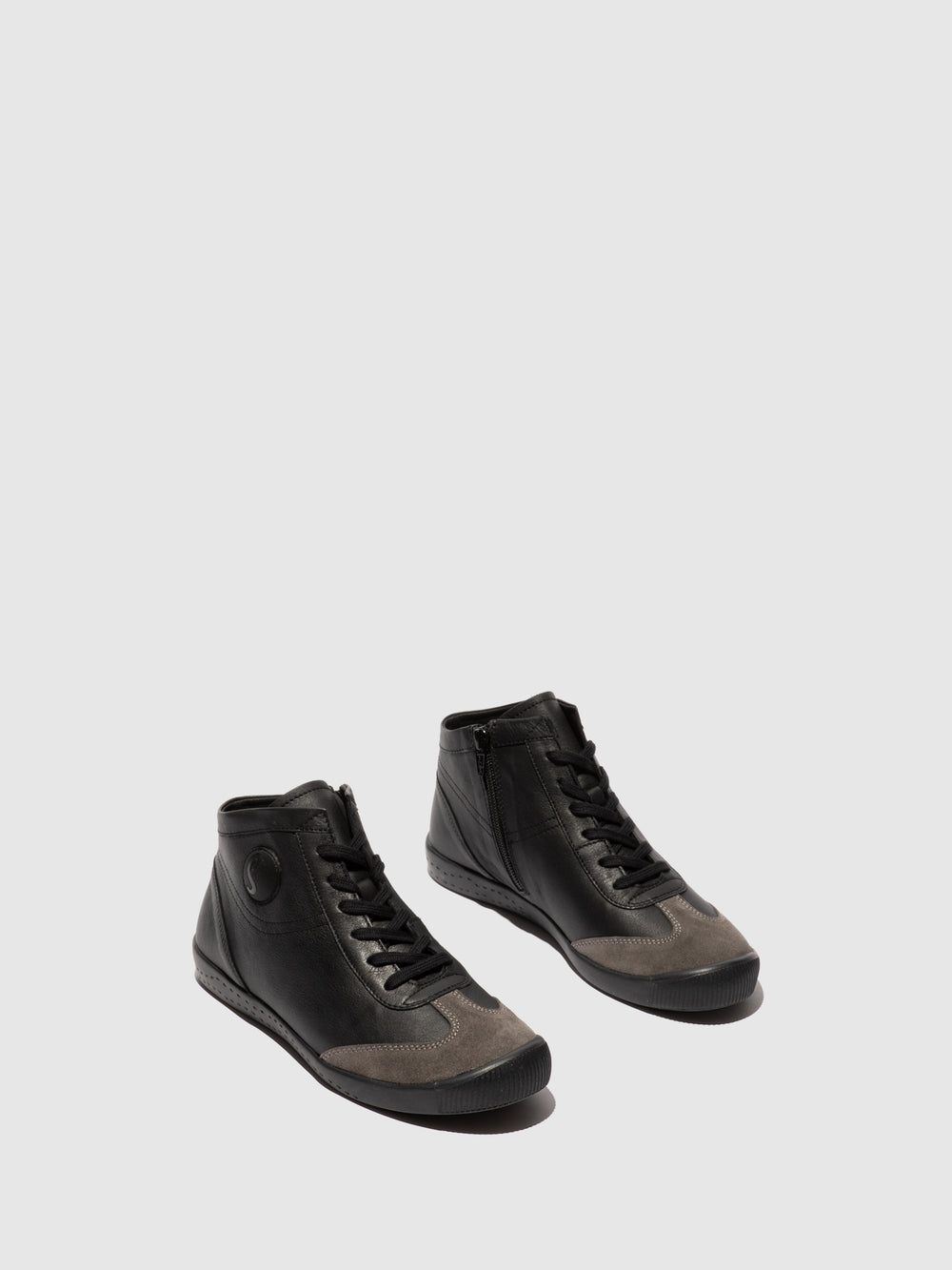 Lace-up Ankle Boots IMBO834SOF BLACK & CHARCOAL - Softinos