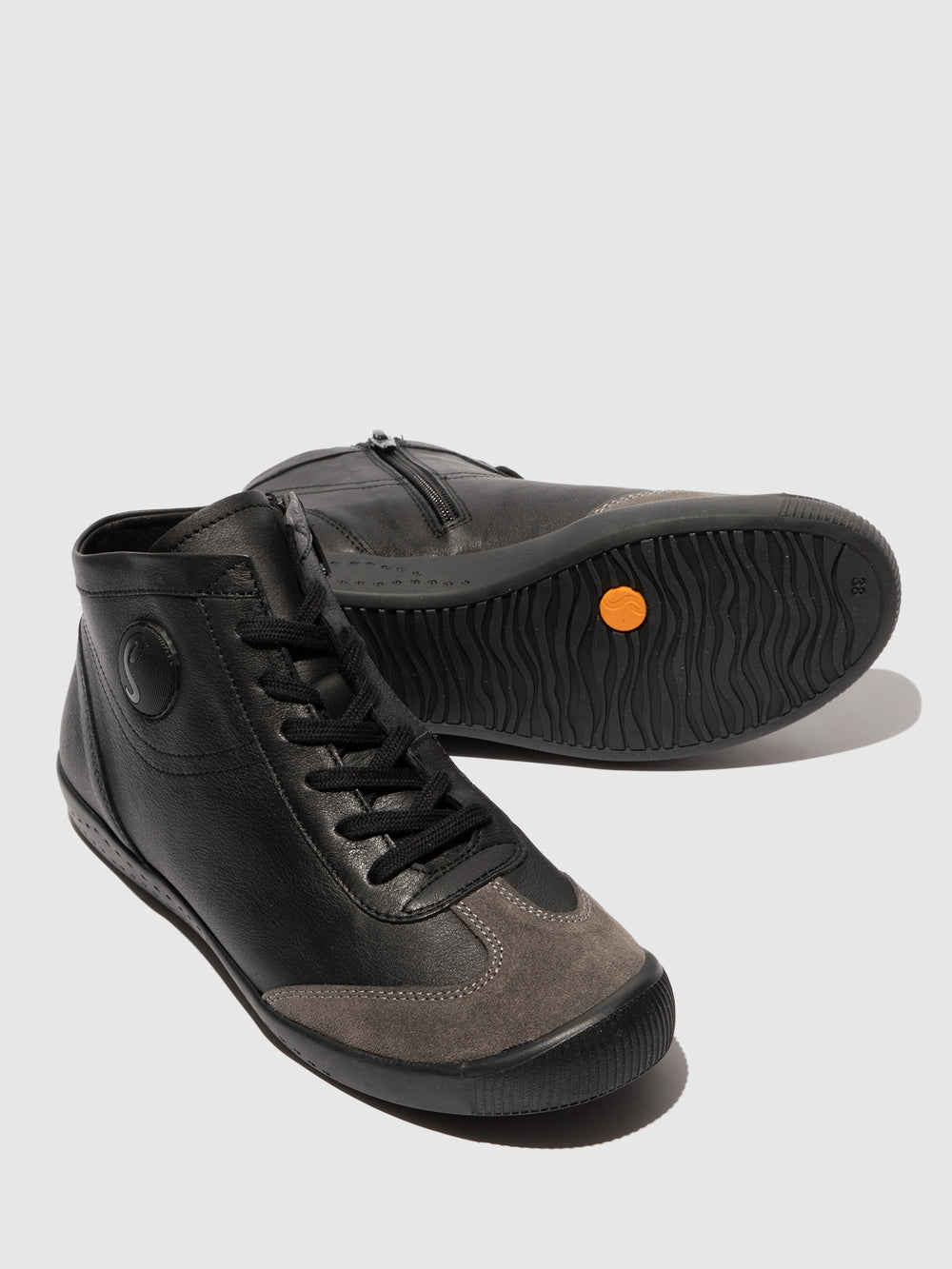 Lace-up Ankle Boots IMBO834SOF BLACK & CHARCOAL - Softinos