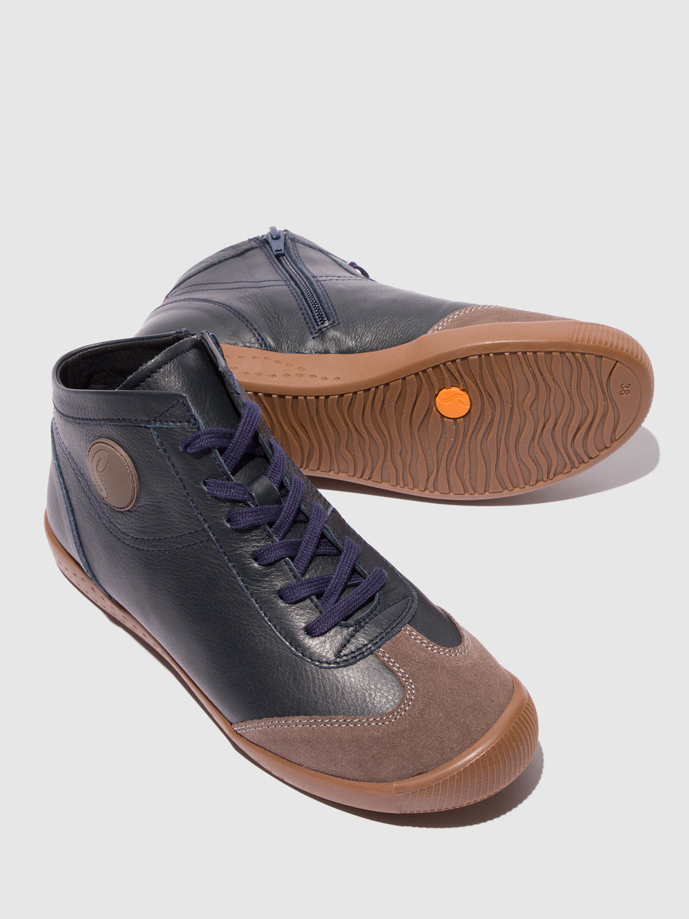 Lace-up Ankle Boots IMBO834SOF NAVY & TAUPE - Softinos