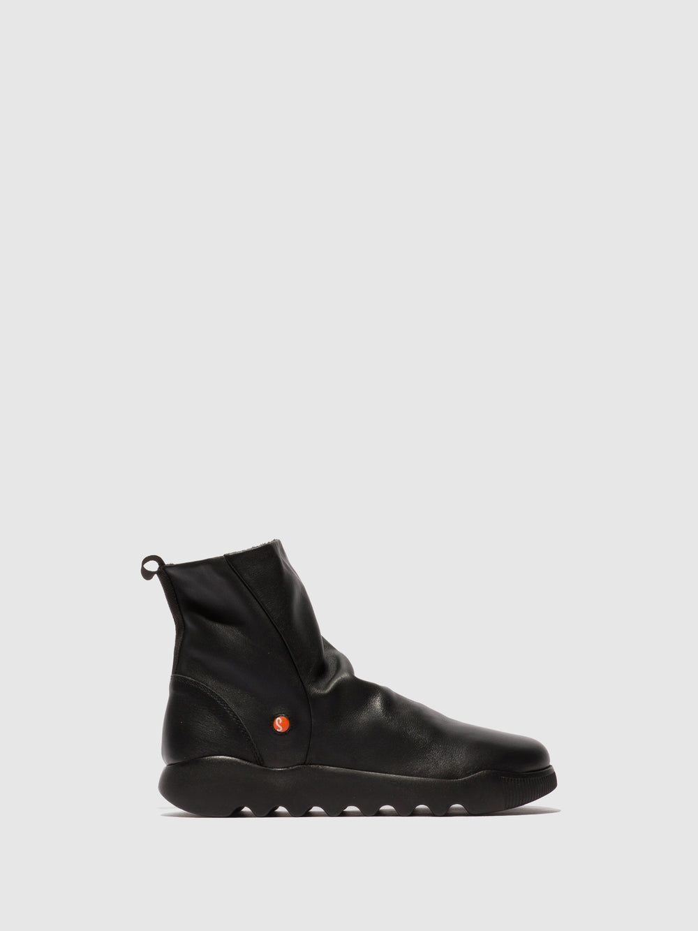 Zip Up Ankle Boots WARM840SOF BLACK - Softinos