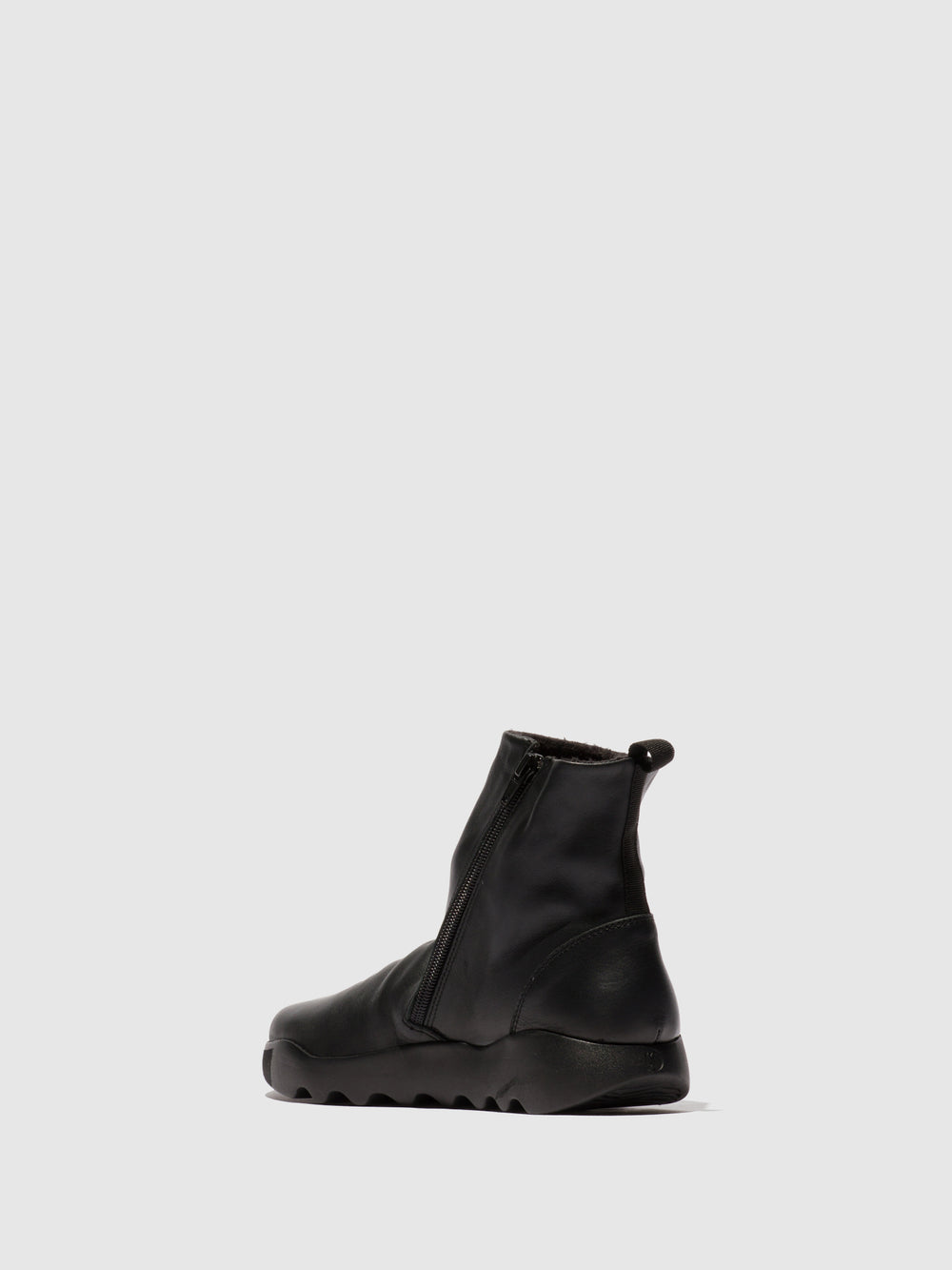 Zip Up Ankle Boots WARM840SOF BLACK - Softinos