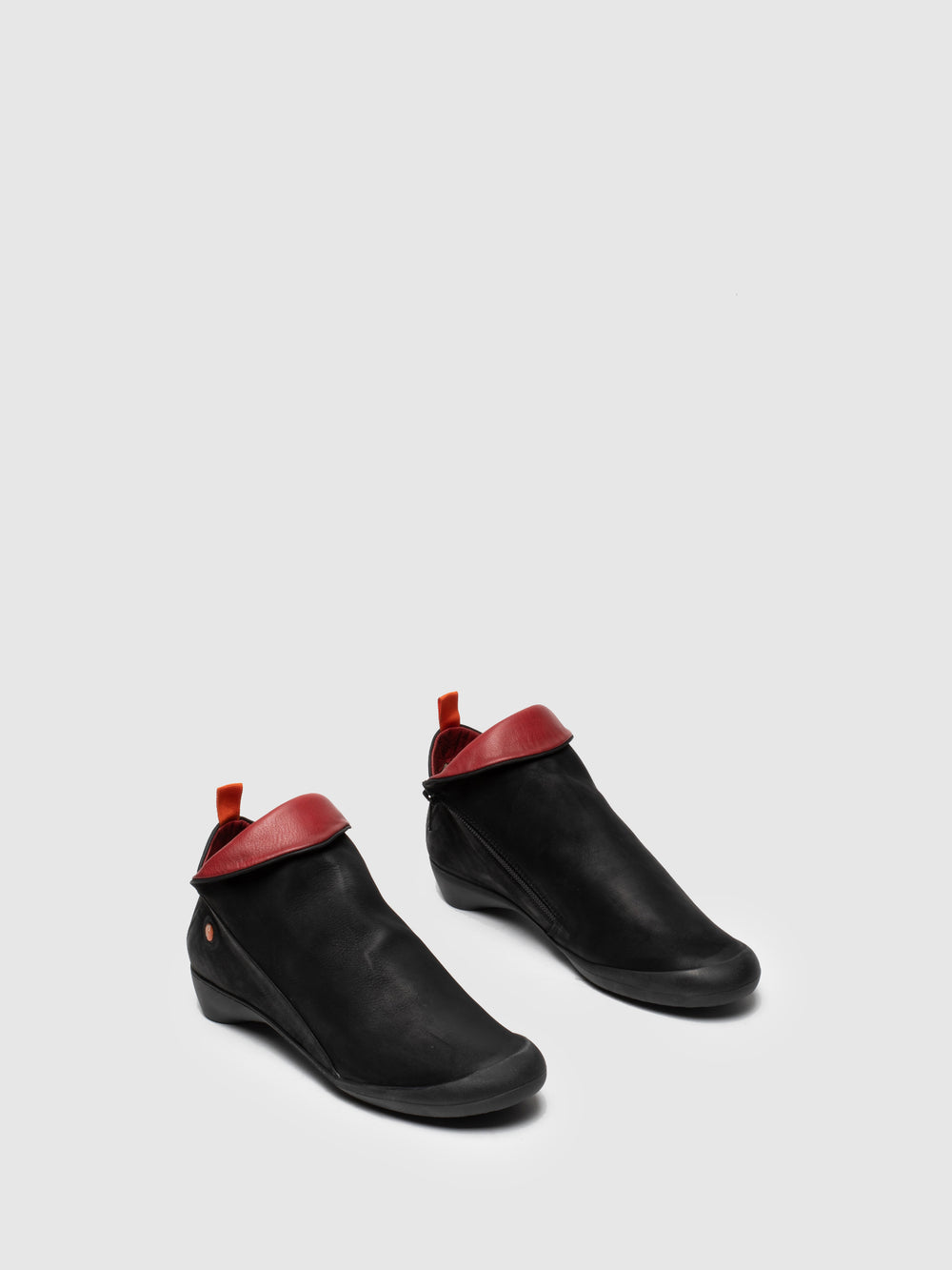 Zip Up Ankle Boots FARAH BLACK/RED